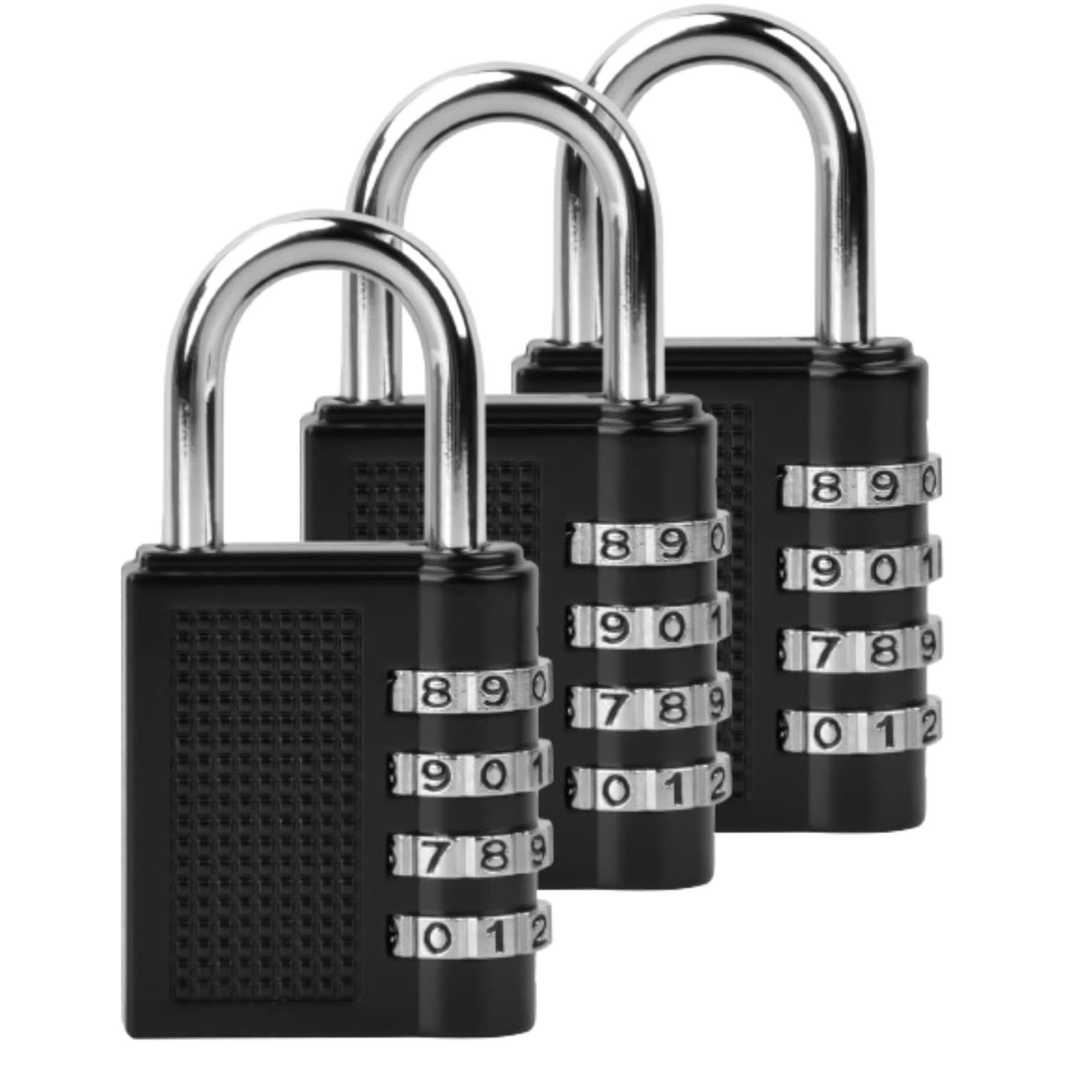 ProBytes 4-Digit Combination Padlock (3 Pack) - Brass Digi Smart Keyless Entry Security Water & Weatherproof Outdoor Shed Garage Gym Garden Patio Fence Home Office Luggage Hasp Cycle Travel - Black