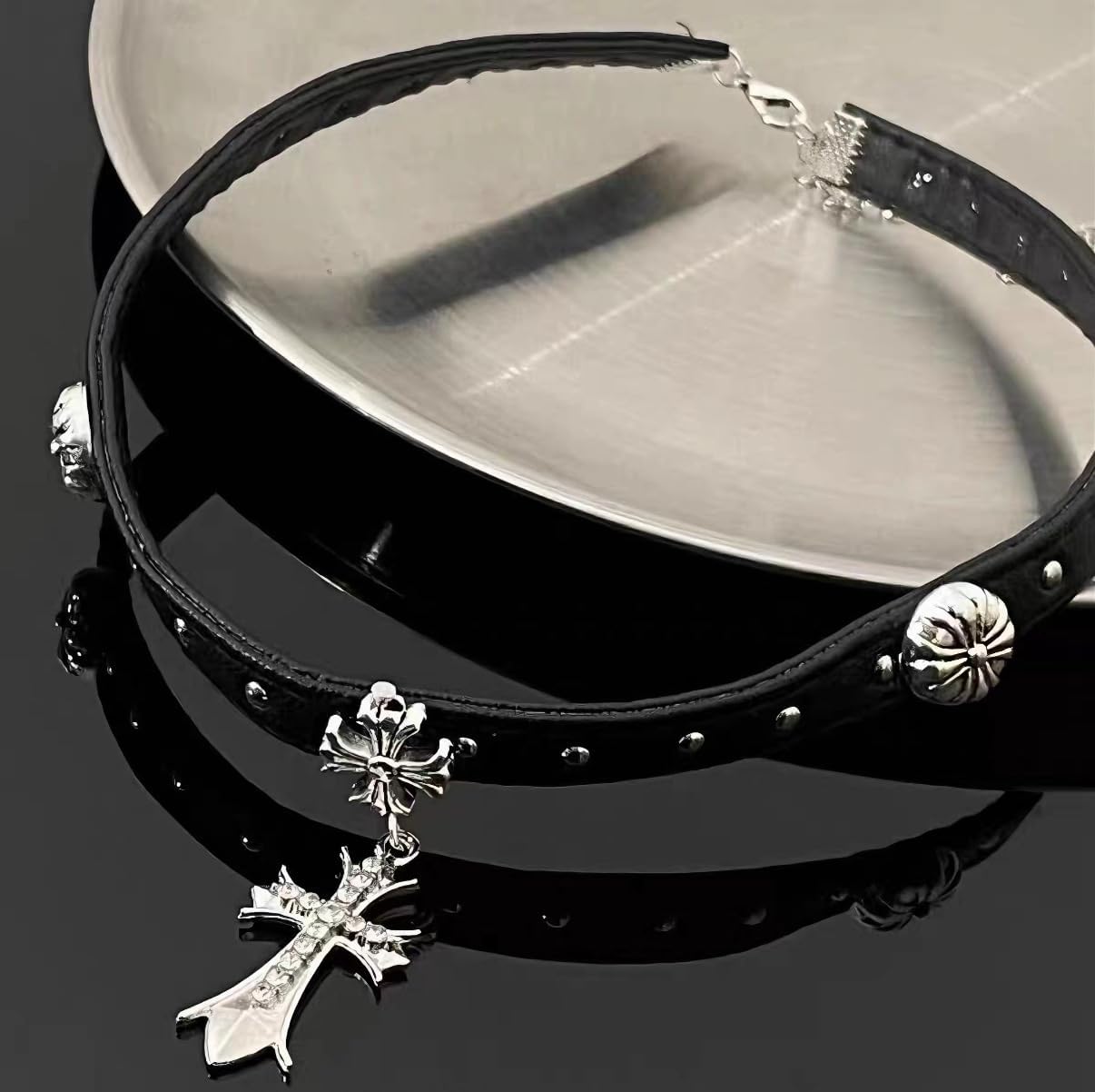 Black Choker Necklace for Women Punk Goth Metal Link Leather Collar Chokers Necklace Cosplay Rock Neck Chain Leather Chain Metal Link jewelry Sexy Necklace for Women Trendy - Image 7