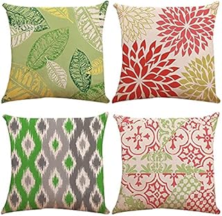 VIGVOG 4 Pack Decorative Double-sided Geometric Cushion Covers Waterproof Abstract Art Throw Pillow Covers Cotton Square Modern Pillow Case Garden Patio Bench Living Room Sofa Home Decor (Abstract-1)