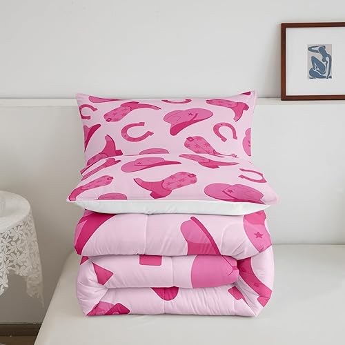 Miniatura 5 de Erosebridal Juego de ropa de cama de vaquera, lindo juego de edredón de vaquera rosa kawaii, regalo para niñas y mujeres, sombrero de vaquero, botas