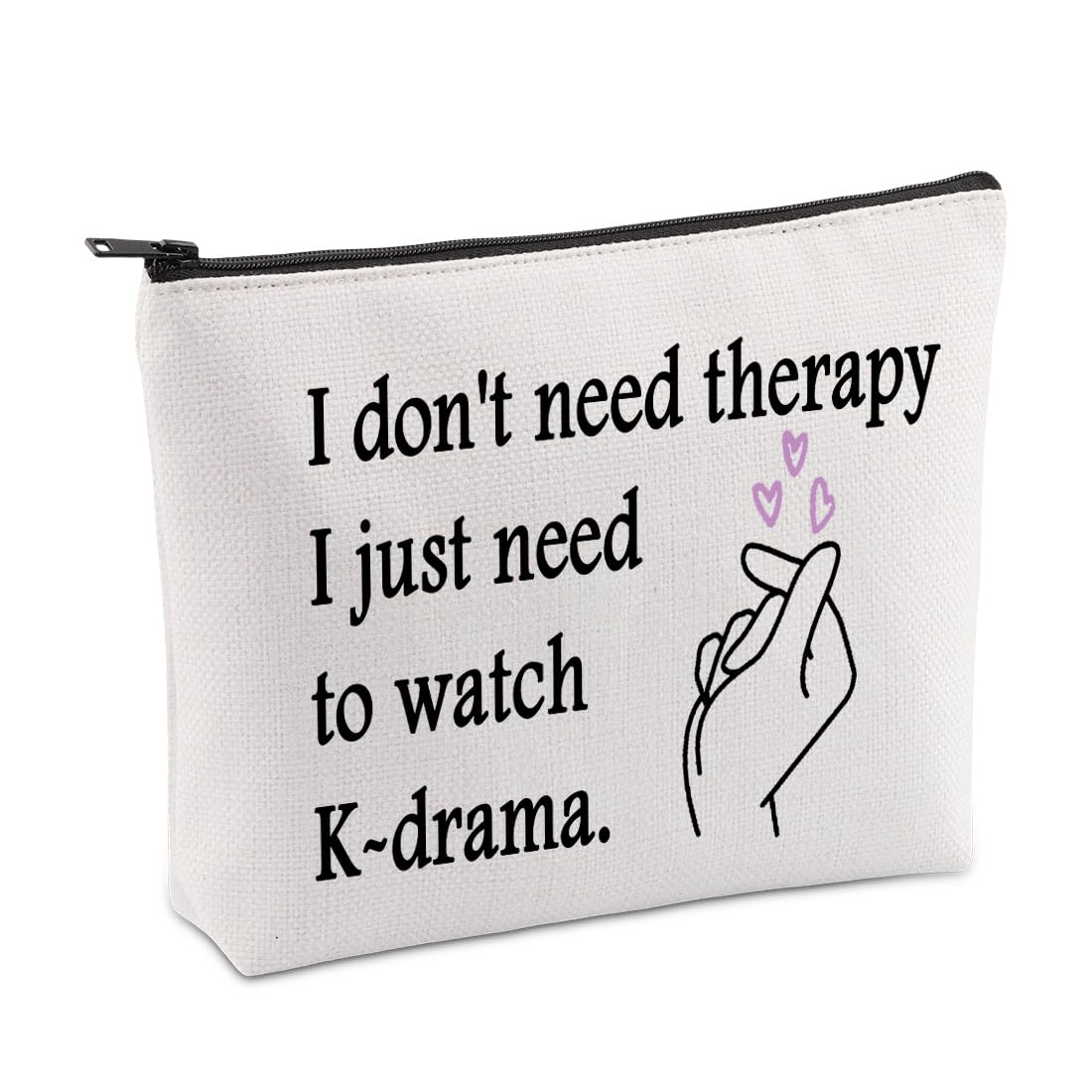 VAMSII K-Drama Gifts for Women K-Drama Makeup Bag Korean Drama Fan Gifts for K-Drama Lovers Zipper Pouch Bag K-Drama Merch, Beige, Portable