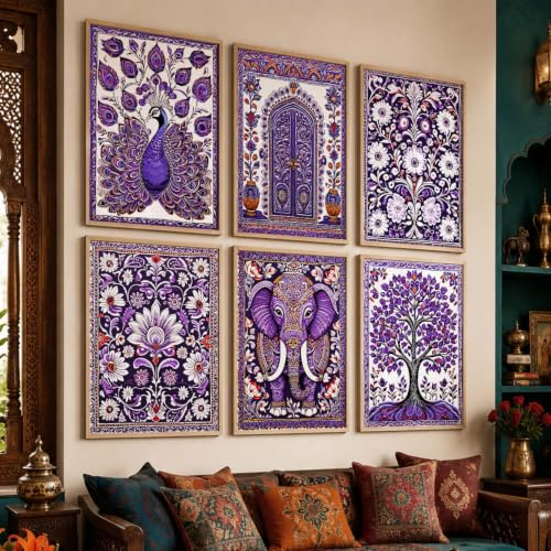 Image of kotart Traditional Indian Pichwai Wall Art Paintings with Frame for Home Decor - Framed Painting Living Room Bedroom Office - Decoration - (14X20 Inch, G)