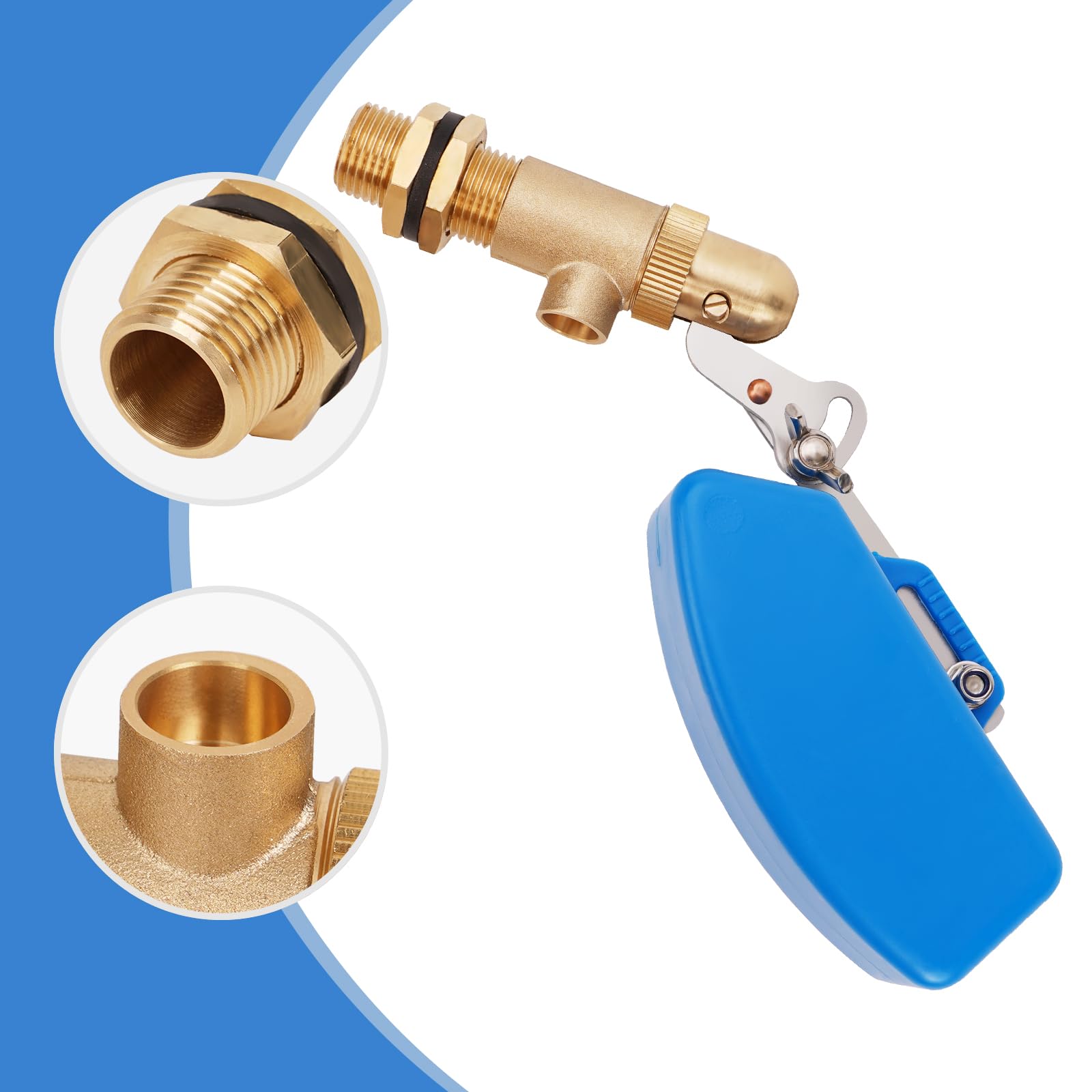 Lot de 2 Robinets Flotteurs 1/2" en Laiton - Robinet à Boisseau Sphérique d'Arrêt d'Eau Avec Flotteur en Plastique et Bras Réglable Pour Bovins et Moutons