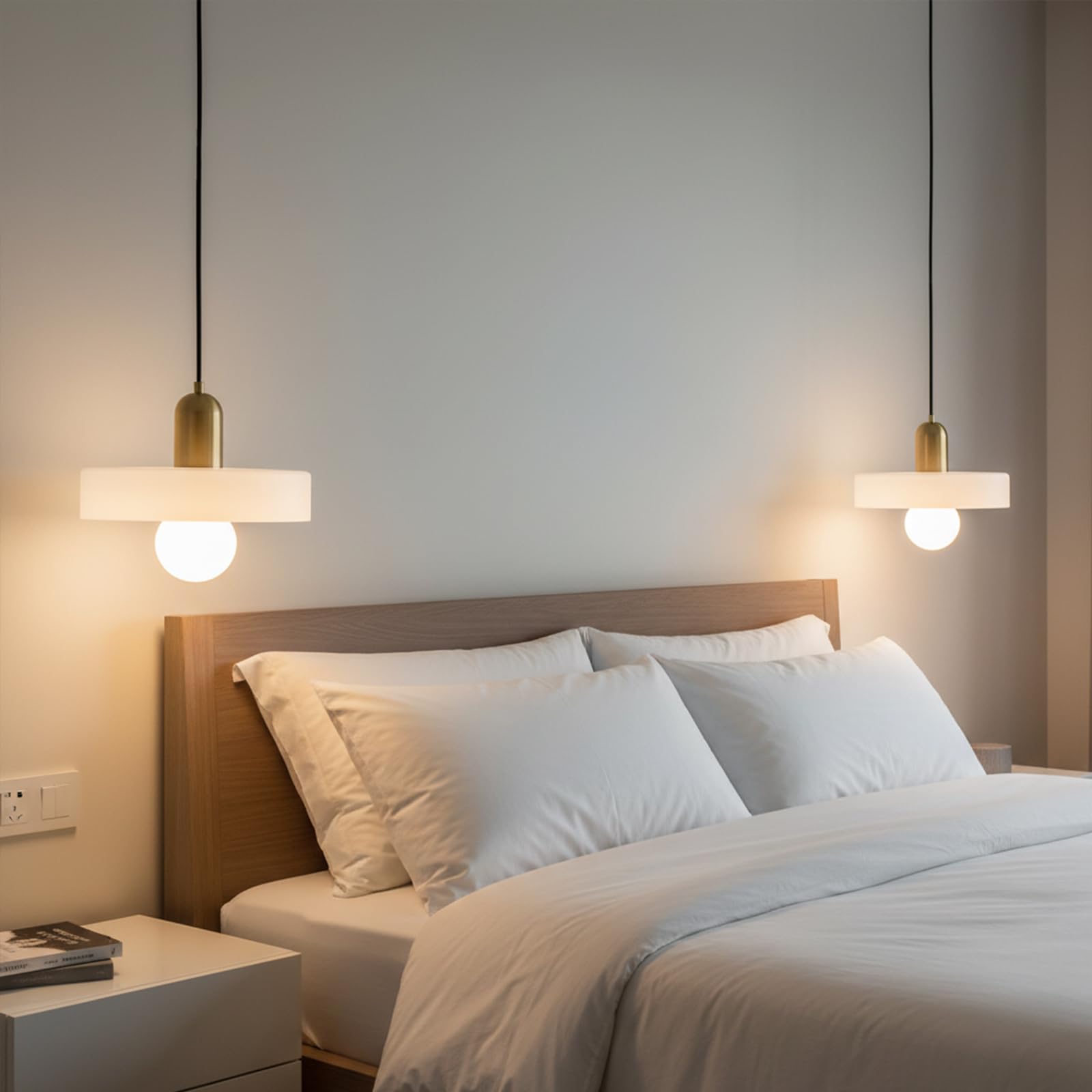 EKSED Lámpara Colgante Vintage de Vidrio con Base E27, Lámpara de Techo Ajustable, Ideal para Sala de Estar, Dormitorio, Cocina (Blanco, 35cm)