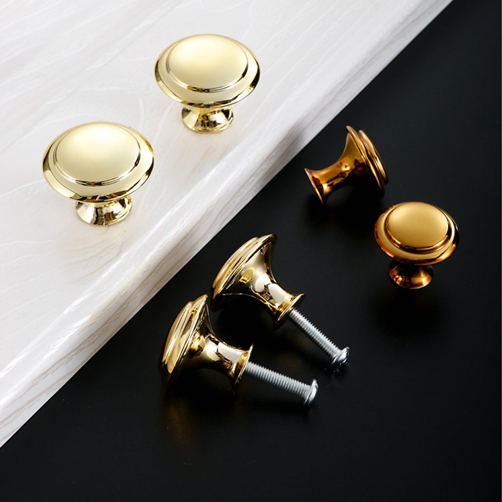 Pomelli Per Mobili In Oro Opaco - Set Di Maniglie Rotonde Per Armadi E Cassetti