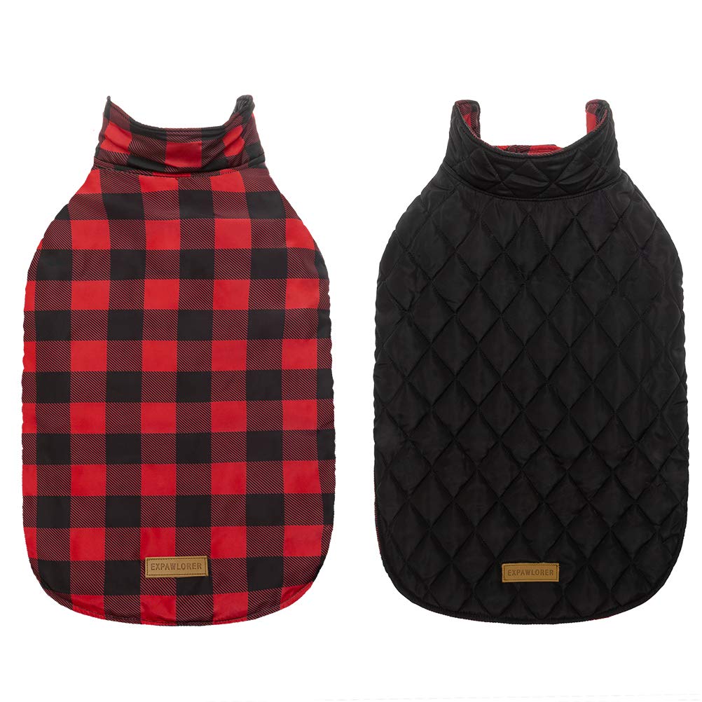Plaid Dog Jackets for Winter Windproof Waterproof - Dog Coat for Cold Weather Reversible Dog Vest for Small Medium Large Dogs