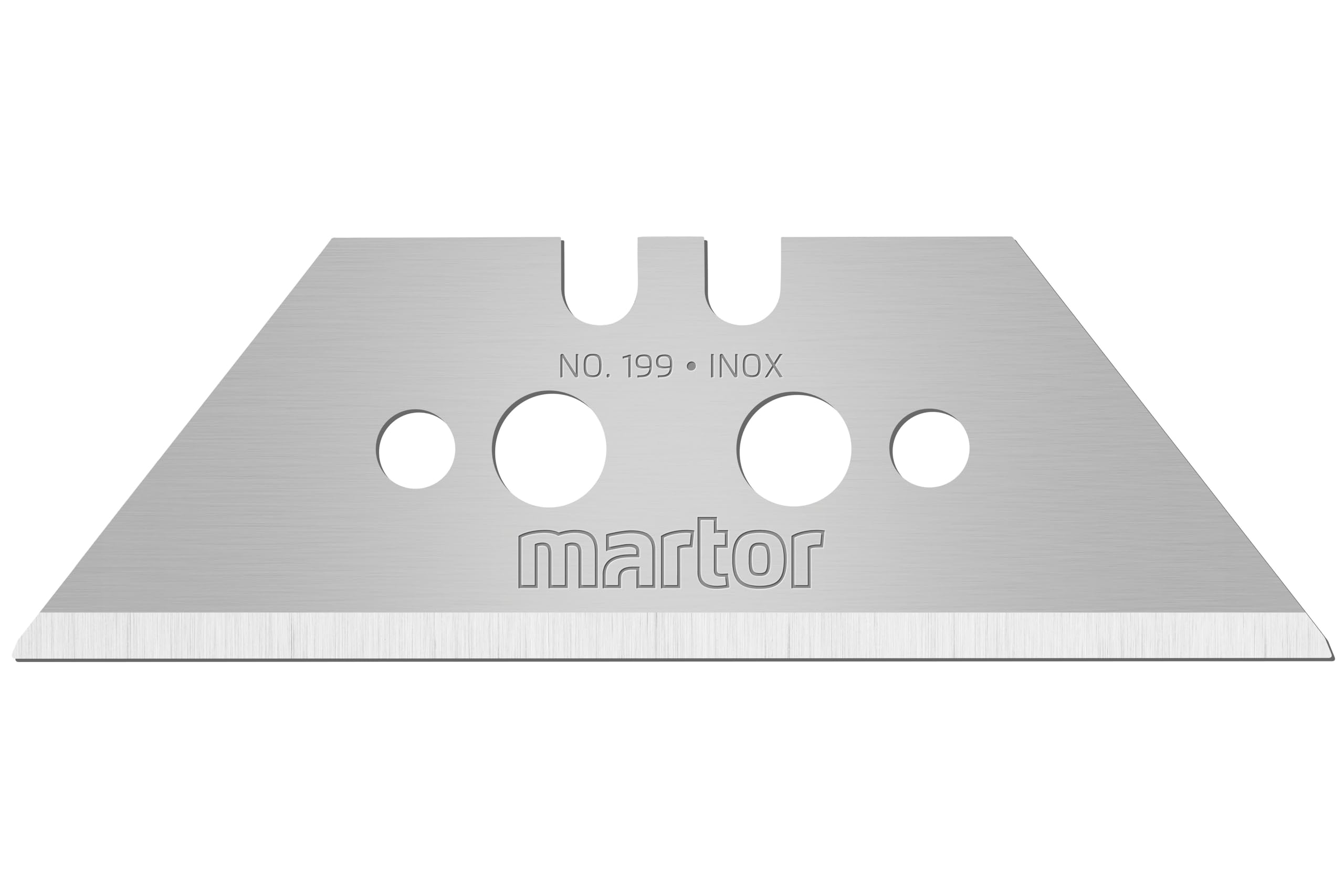 MARTOR 10 x Hoja trapezoidal, hojas de recambio Cúter, Cuchillo de seguridad, 19 mm, afilado, en dispensador, utilizable en 2 pliegues, nº 199