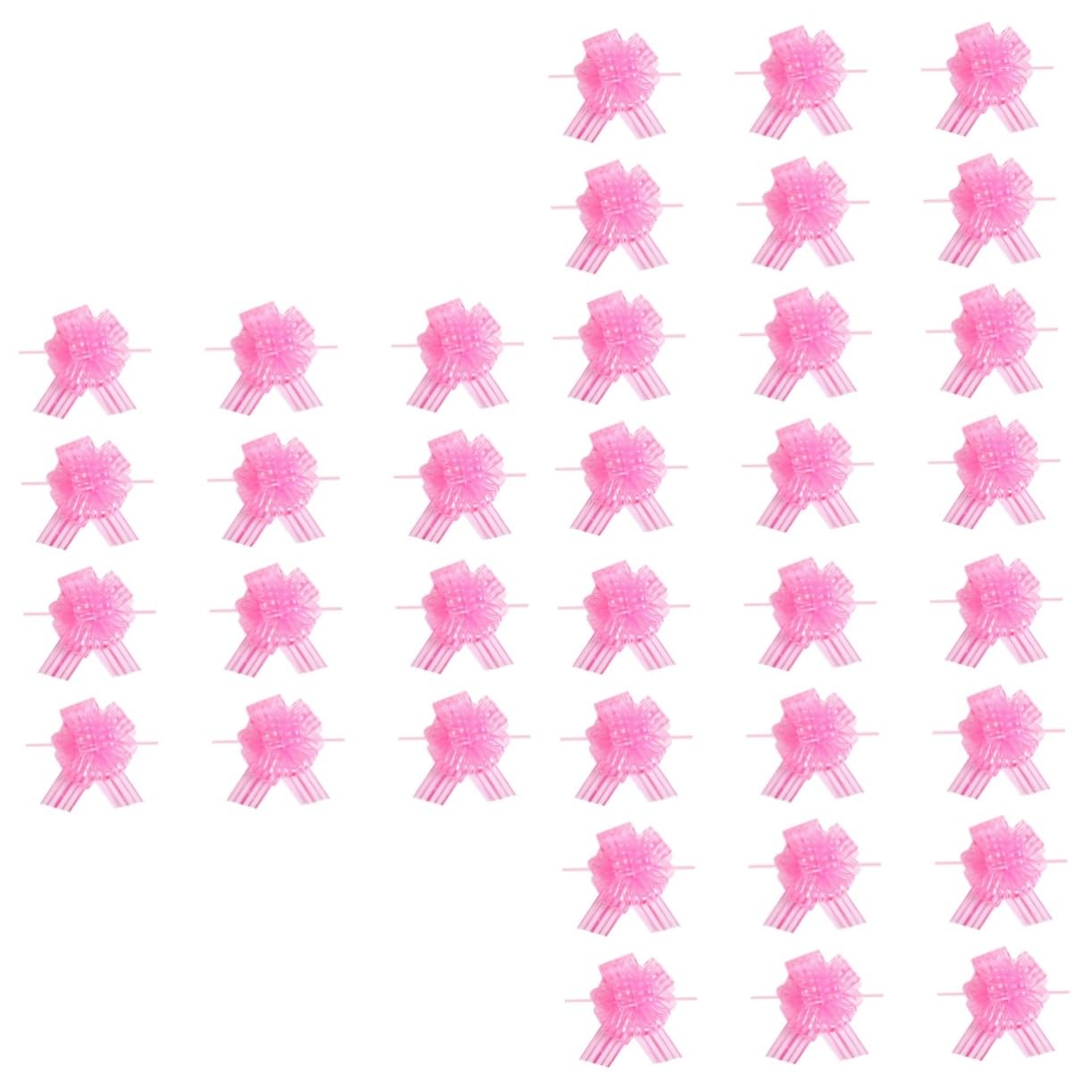 Healeved 36pièces Noeuds Décoratifs à Tirer Tulle Rose pour Mariage Et Fête pour Décorer Voitures Panier Et Plus