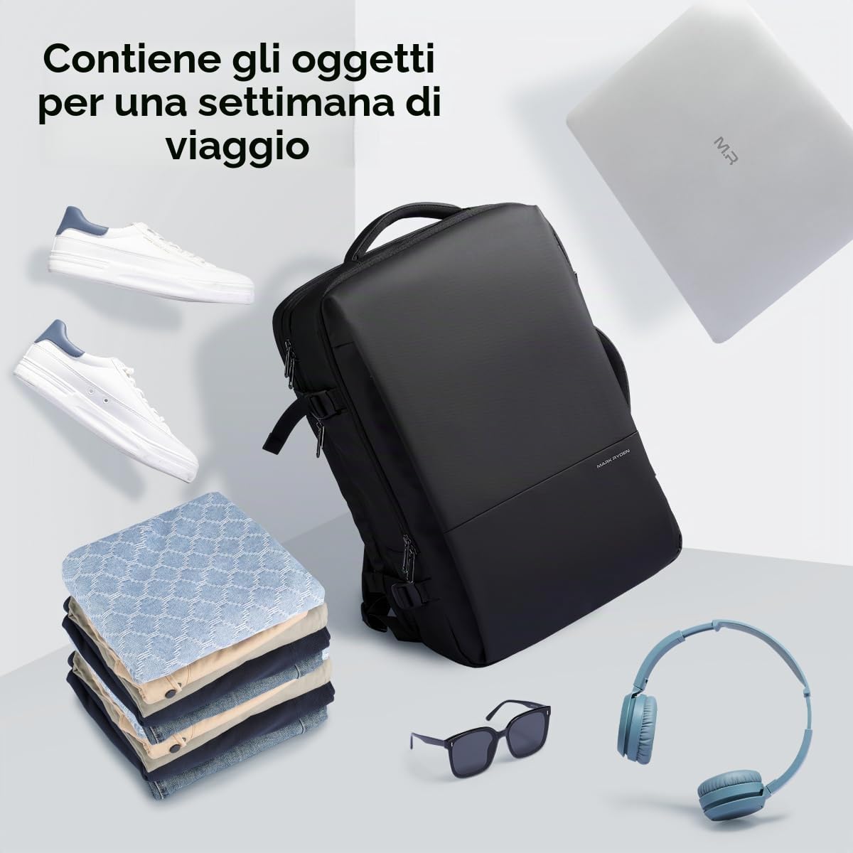 MARK RYDEN 30-45L Zaino da viaggio per affari, borsa a tracolla espandibile, zaino multifunzionale per l'umidità e l'asciutto, borsa per computer da 17,3", borsa a mano