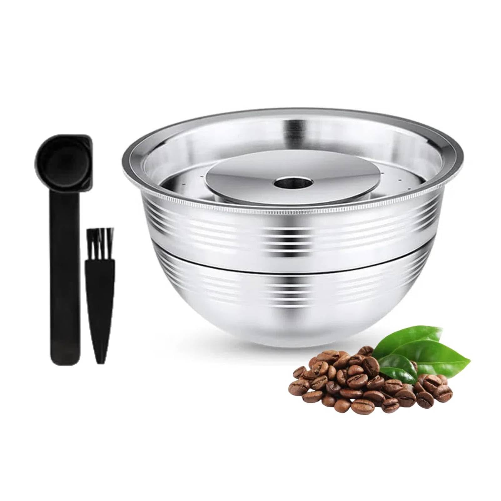 i Cafilas Reusable Coffee Pods, Stainless Steel Refillable Coffee Capsules Compatible with Nespresso Vertuoline Vertuo Plus Machines + 80ML Aluminum Shell — image 1