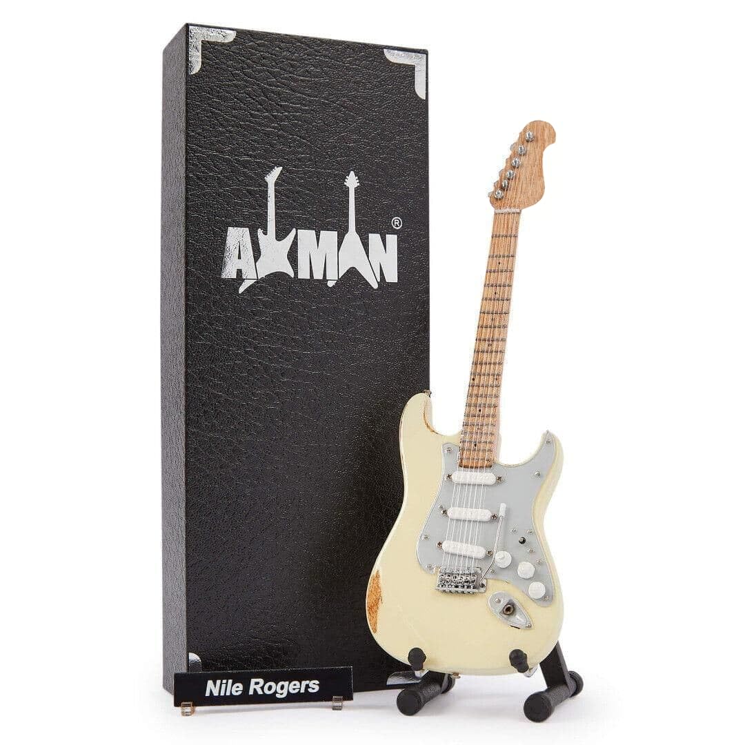 Réplique de guitare miniature Nile Rogers - Les Beatles, Paul McCartney, John Lennon, RIngo Starr, George Harrison Réplique de guitare miniature Nile Rogers