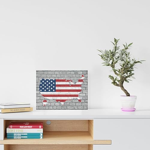 Miniatura 7 de Lienzo decorativo rústico con bandera americana, póster de lienzo con mapa de los Estados Unidos para decoración del hogar, oficina, dormitorio,