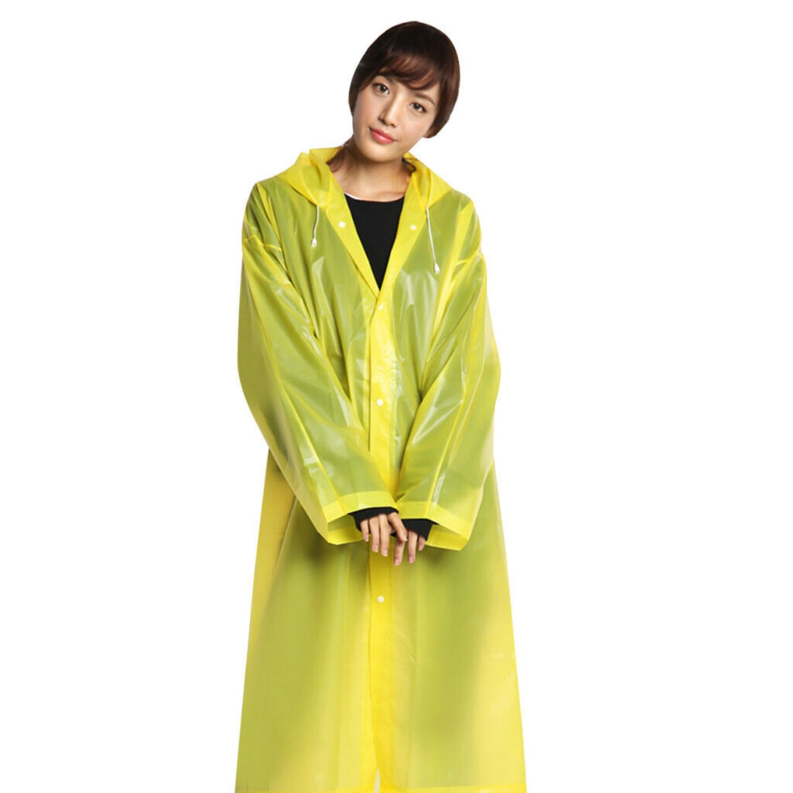 Ntek Unisex Yellew Rain Poncho Waterproof Raincoat | Reusable Rain Poncho | Rain Coat With Hoods And Sleeves | Emergency Rainwear | Lightweight Eva Rainwear | Rain Ponchos For Men And Women Adults