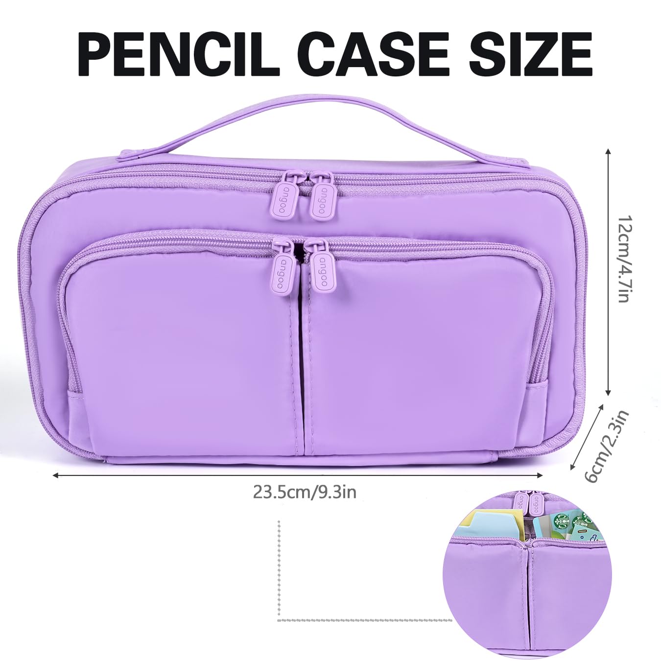 Pencil Case Large Capacity Pencil Cases for Students Kids Girls Boys Portable Double Zipper Purple Pencil Pouch Organizer Bag School Office Aesthetic Supplies for Secondary School Teens Adults Women - Image 3