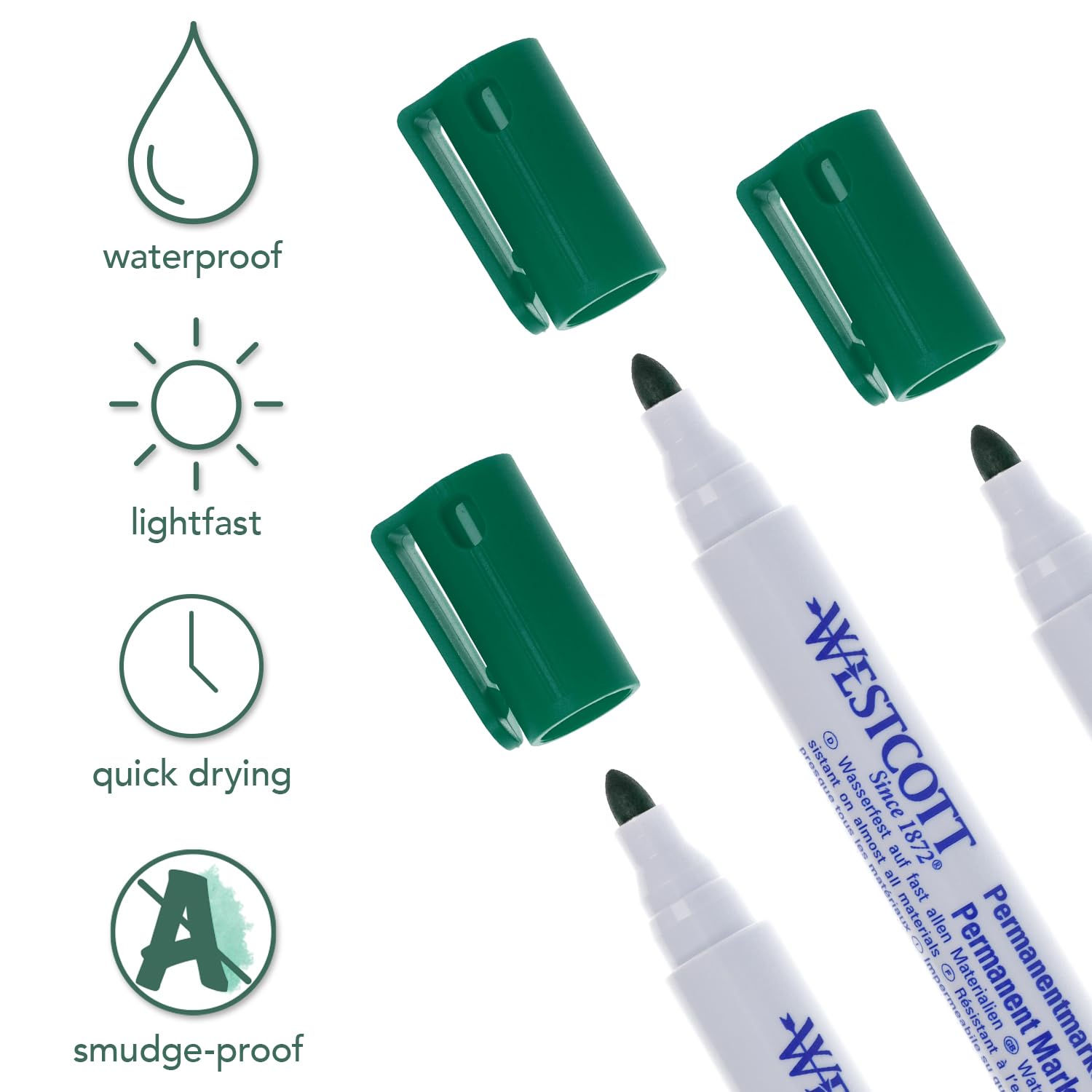 Westcott Permanent Marker 10 pieces Green, 1 count (Pack of 10) - Image 4