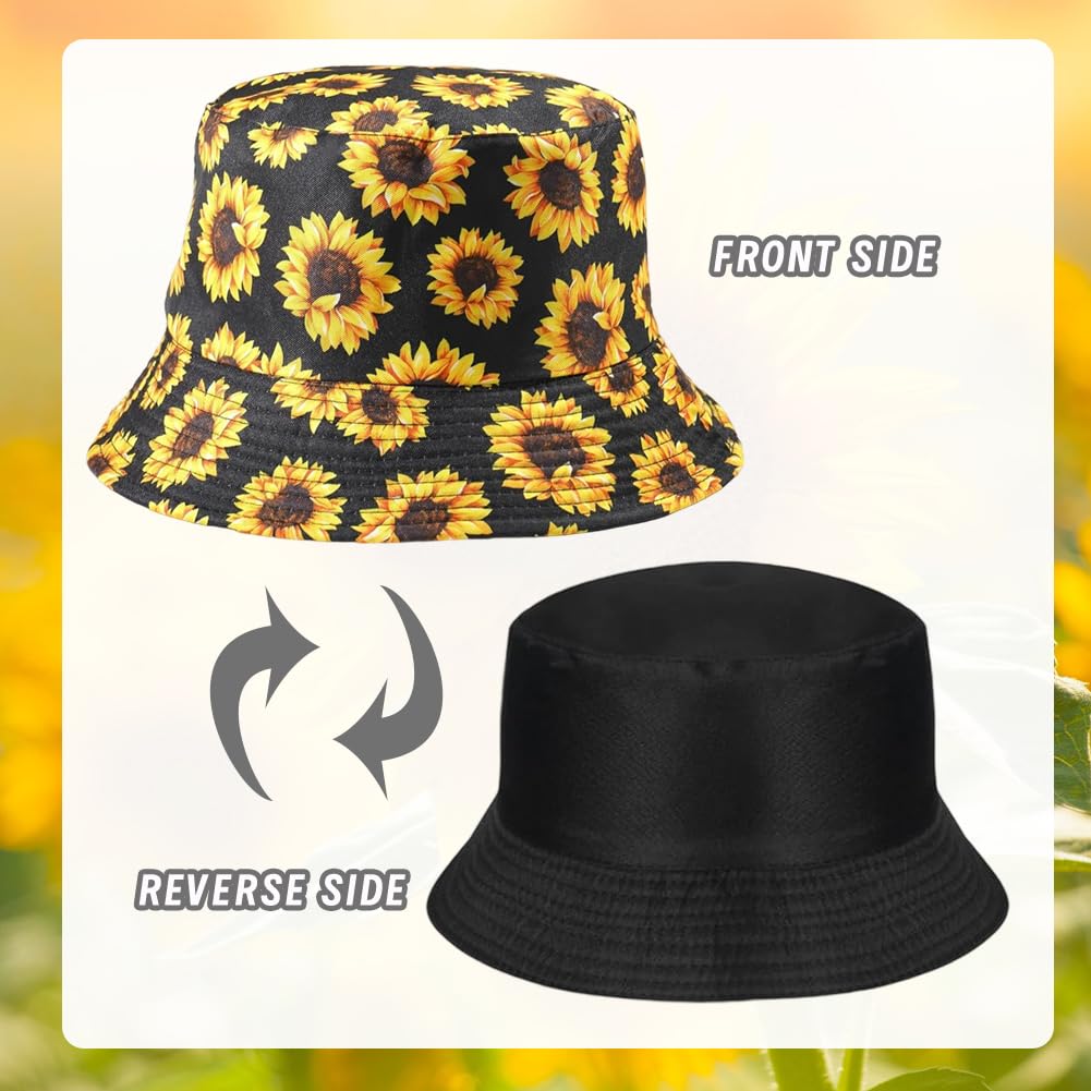 Moda Imprimir Bucket Hat Summer Fisherman Cap para Hombres Mujeres, Cute Crisantemo Imprimir, Fisherman Hat para el Verano Senderismo Camping Viajes Pesca Golf Beach(Black)