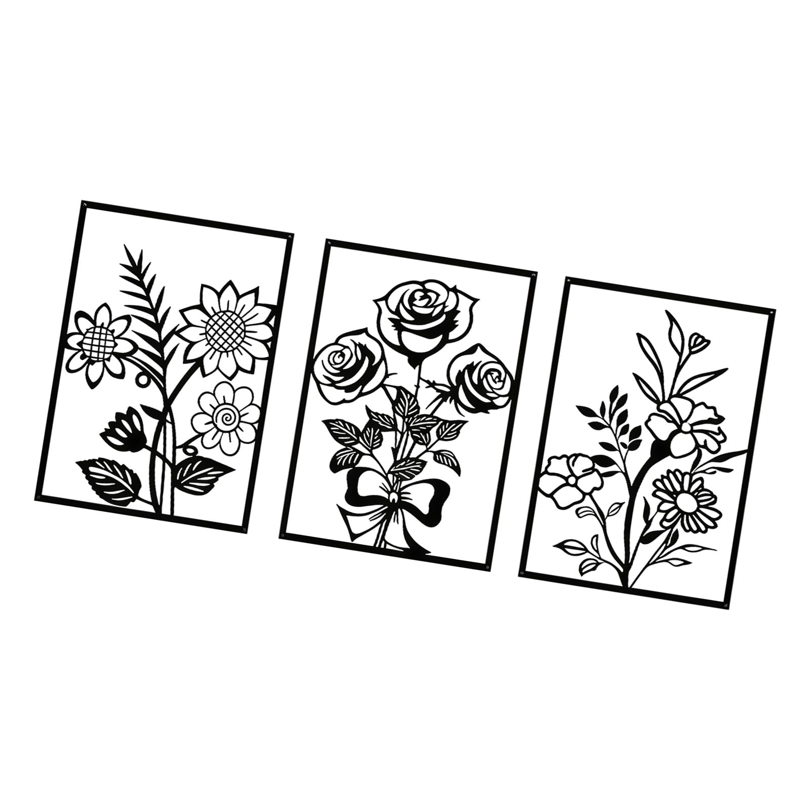 Msioytog Metal Floral Art Metal Flower Wall Decors Minimalists Wall Sculptures for Living Room, Bedroom Rustics Farmhouse Decors Flower