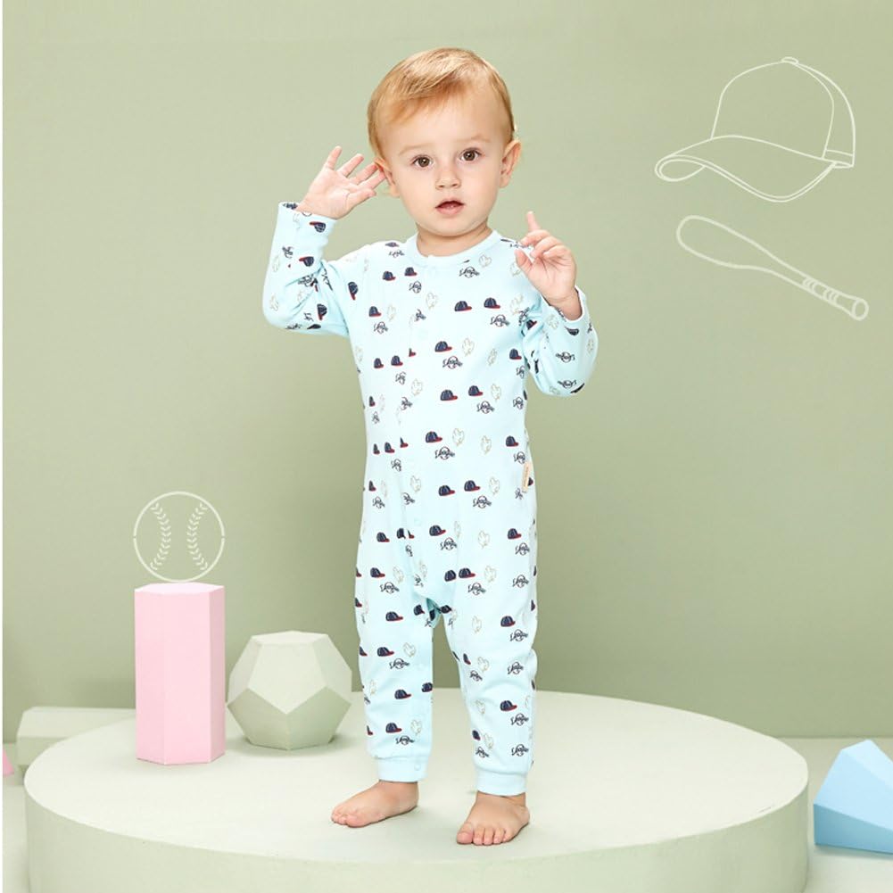 Baby Nest ベビー服 ロンパース カバーオール 男の子 長袖 野球帽柄 コットン100 前開き ー品販売 Baby Nest ベビー服 ロンパース カバーオール 男の子 長袖 野球帽柄 コットン100 前開き ー品販売