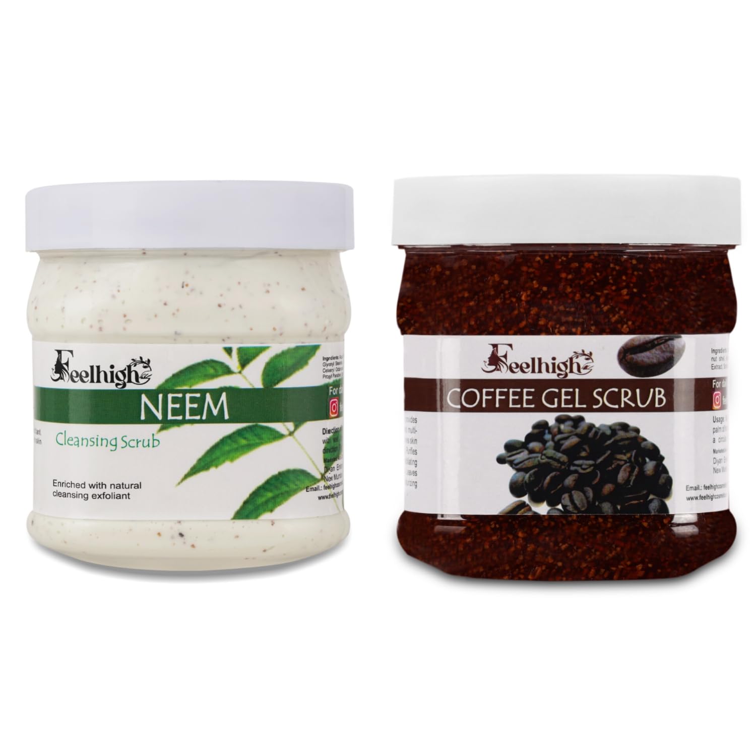 Combo Neem Face Scrub 500ml with Natural Neem Extract & Coffee Gel Scrub 500ml with Coffee Bean Extract – Pack of 2 for Men and Women Facial Kit-image-37
