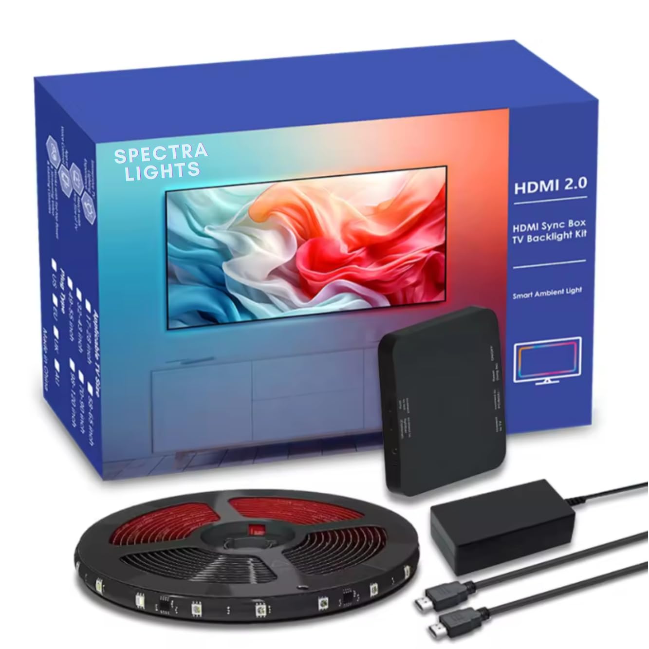 Spectra Lights HDMI Sync Box 2.0 - TV LED Backlight for 55-65 inch TVs with PC, Screen Sync. Enhance Your TV, Gaming, Music and Entertainment Experience. (55-65 inch TV) (B0D4VCTZR1) Amazon Price History, Amazon Price Tracker