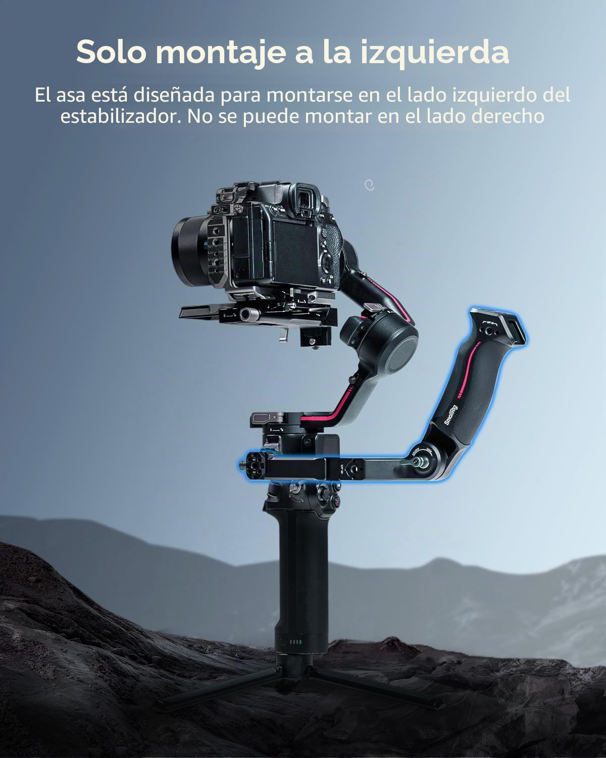 SMALLRIG Empuñadura de Correa para Gimbal DJI RS 2/RSC 2/RS 3/RS 3 Pro/RS 3 Mini/RS 4/RS 4 Pro/RS 4 Mini, Ajustable para Ángulos Bajos, con Enchufe QD