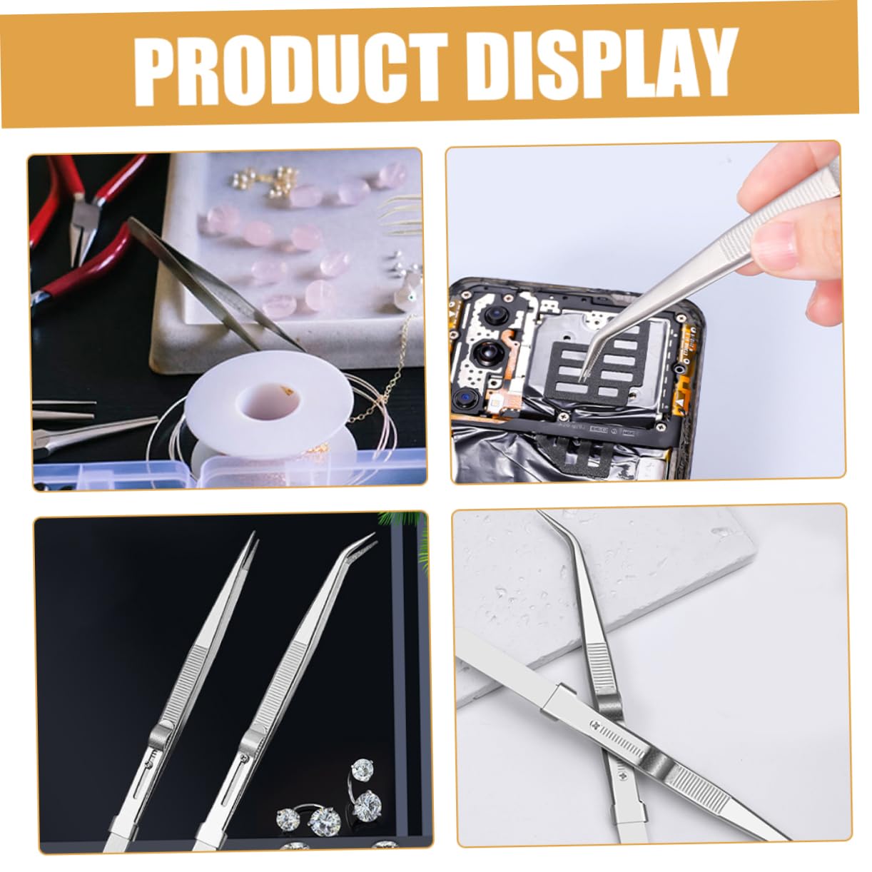 Beatifufu Professional Jewelry Tweezers Metal Stamp Tweezers Coin Tweezers Nipper for Precision Work Crafting Use Tweezers