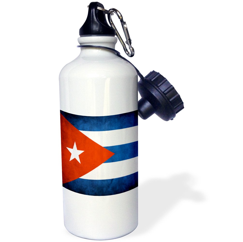 3dRoseCuba Flag-Sports Water Bottle, 21oz (wb_28238_1), Aluminum, White
