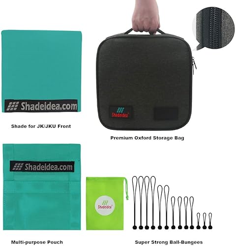 Miniatura 5 de Shadeidea - Parasol para Jeep Wrangler JK Unlimited (2007-2018), de 2 puertas y 4 puertas frontales-Tiff, pantalla de malla azul para parasol