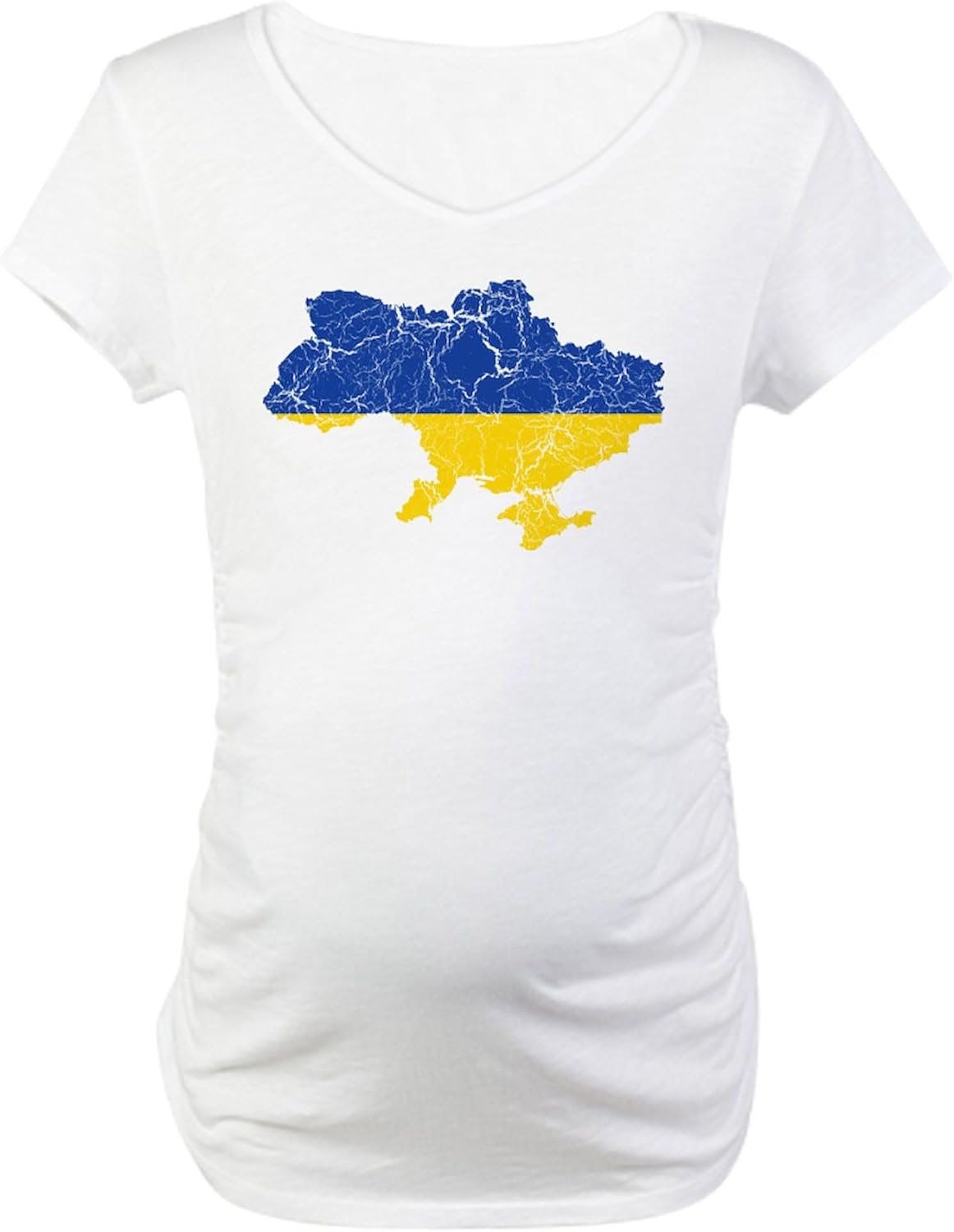 CafePress Ukraine Flag and Map Maternity T Shirt Women's Maternity Ruched Side T-Shirt