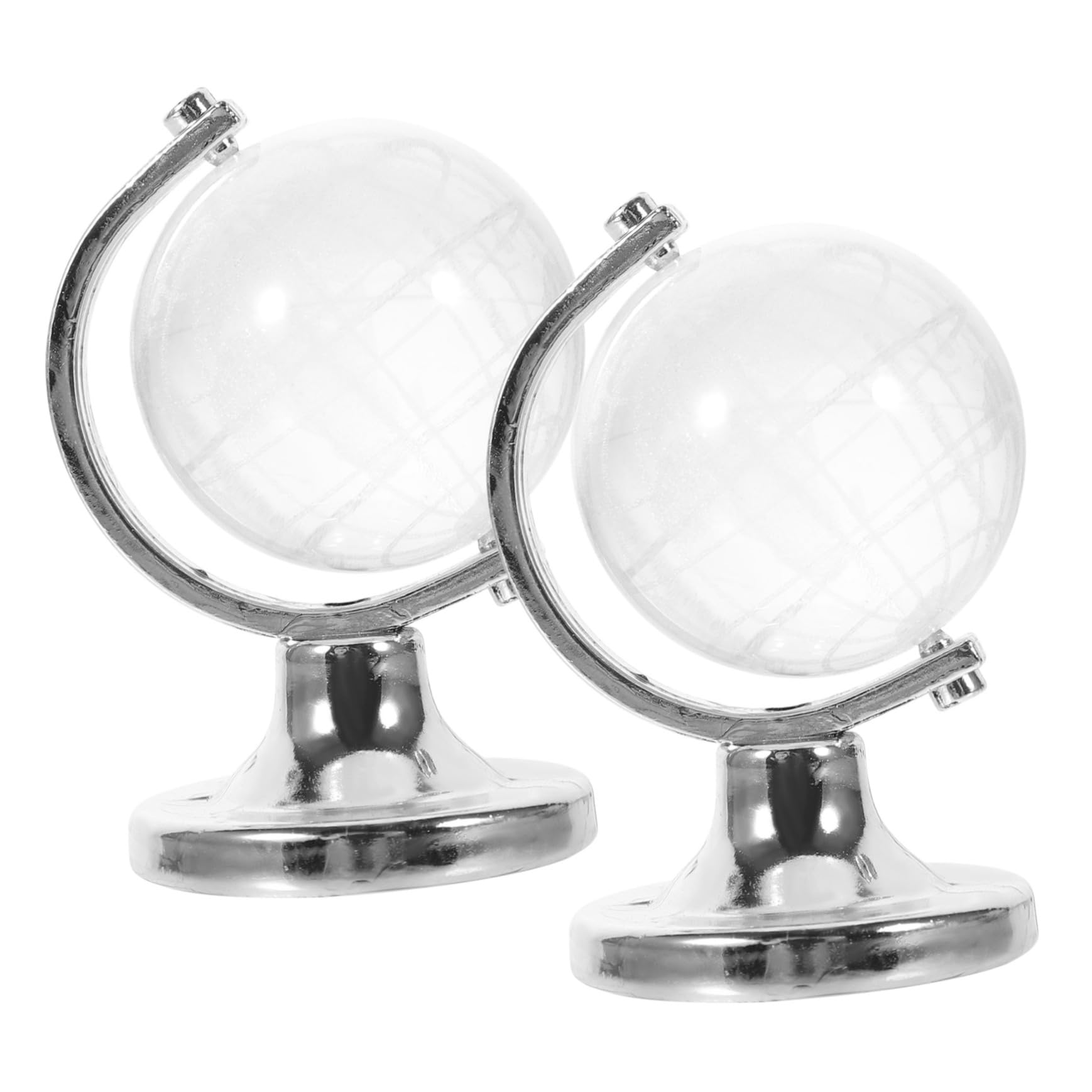 2pcs Desktop Glass Globe Decor Rotating Globe Stand Elegant Ornament for Home Office Unique Simulation Decoration Stylish Car Desk Accessory