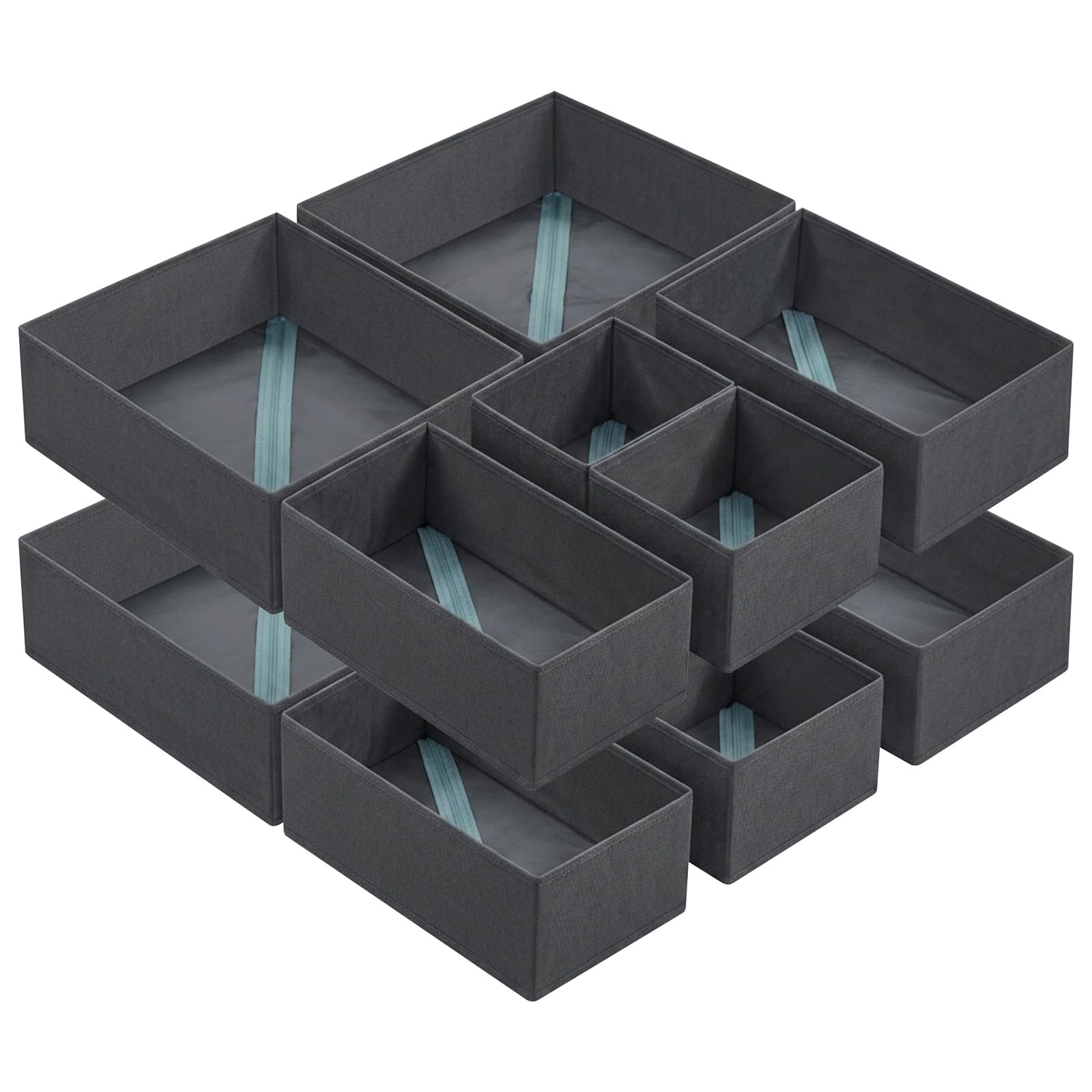 Weeoley Drawer Organiser 12 Pack Foldable Storage Boxes for Clothes, Gray