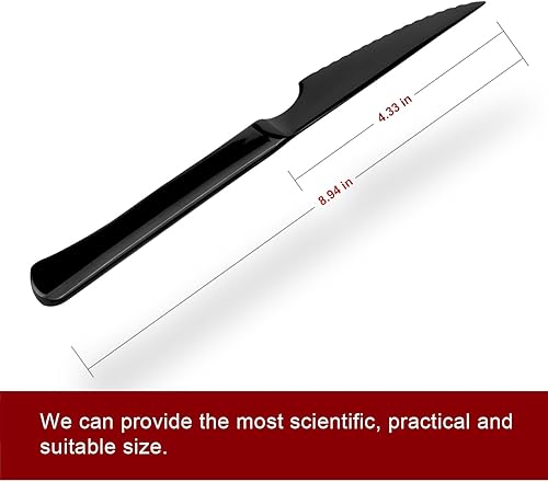 Miniatura 7 de Cuchillos negros para carne Juego de cubiertos ultra afilados, cuchillos de cena 6 piezas de acero inoxidable para cocina dentada mejor chef