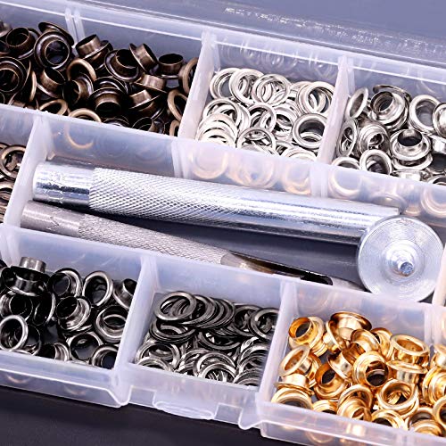 Miniatura 5 de Swpeet 246 Juegos De 1 4 Pulgadas 6 Mm 4 Colores Ojales, Kit Surtido Con Herramienta De Instalación De Ajuste, Incluye Mazo Suave Y Ligero, Zapatos Para Cinturón De Tela De Cuero, Ropa