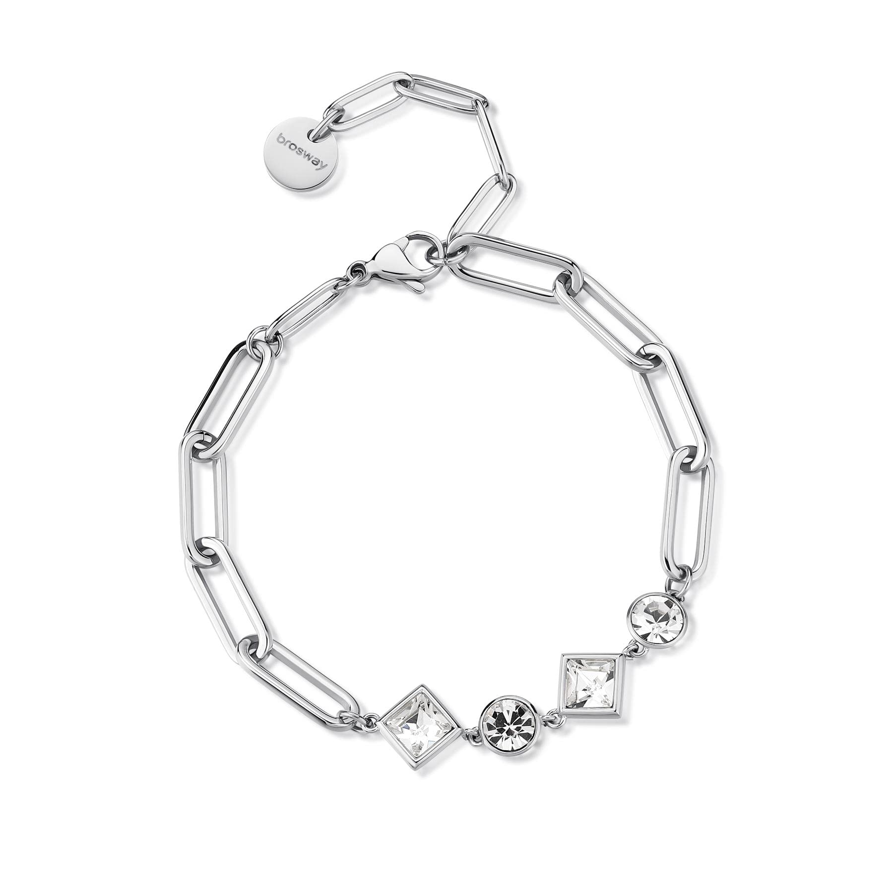 Brosway Bracciale Donna In Acciaio 316L E Cristalli - Collezione Emphasis, Diametro 185 Mm