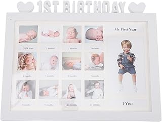 Kisangel Babys First Year Frame 12 Month Picture Frame 1st Birthday Photo Frame Picture Frame Milestone Photos Frame My First Year Picture Frame Memories Keepsake Photo Frame White