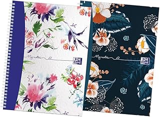 Oxford Botanics Twin Pack, A4 Hard Cover Wirebound Notebook, Ruled with Margin, 140 Pages, Scribzee Enabled