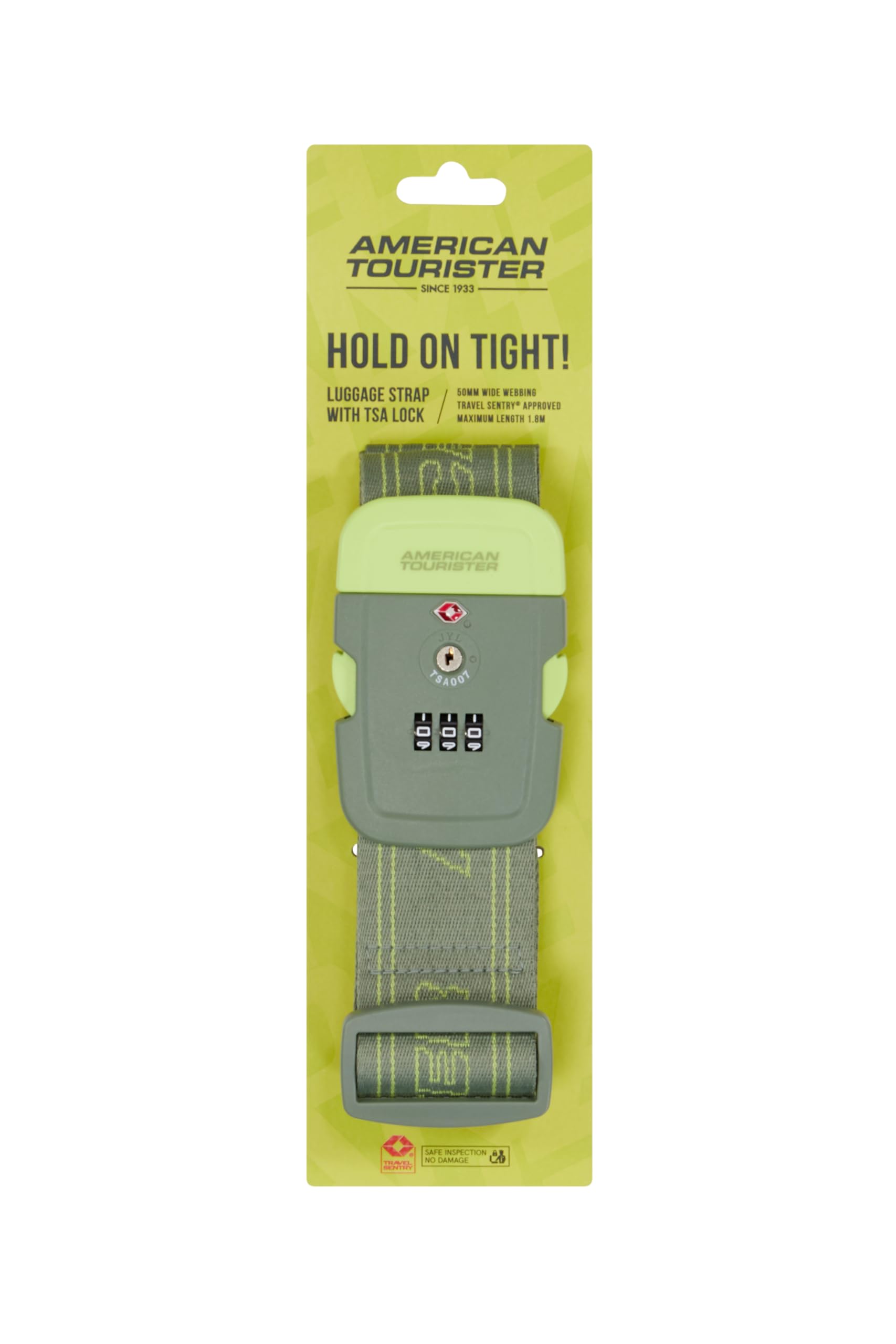 American Tourister - Luggage Strap with TSA Lock, Secure Suitcase Belt for Travel, Olive/Lime