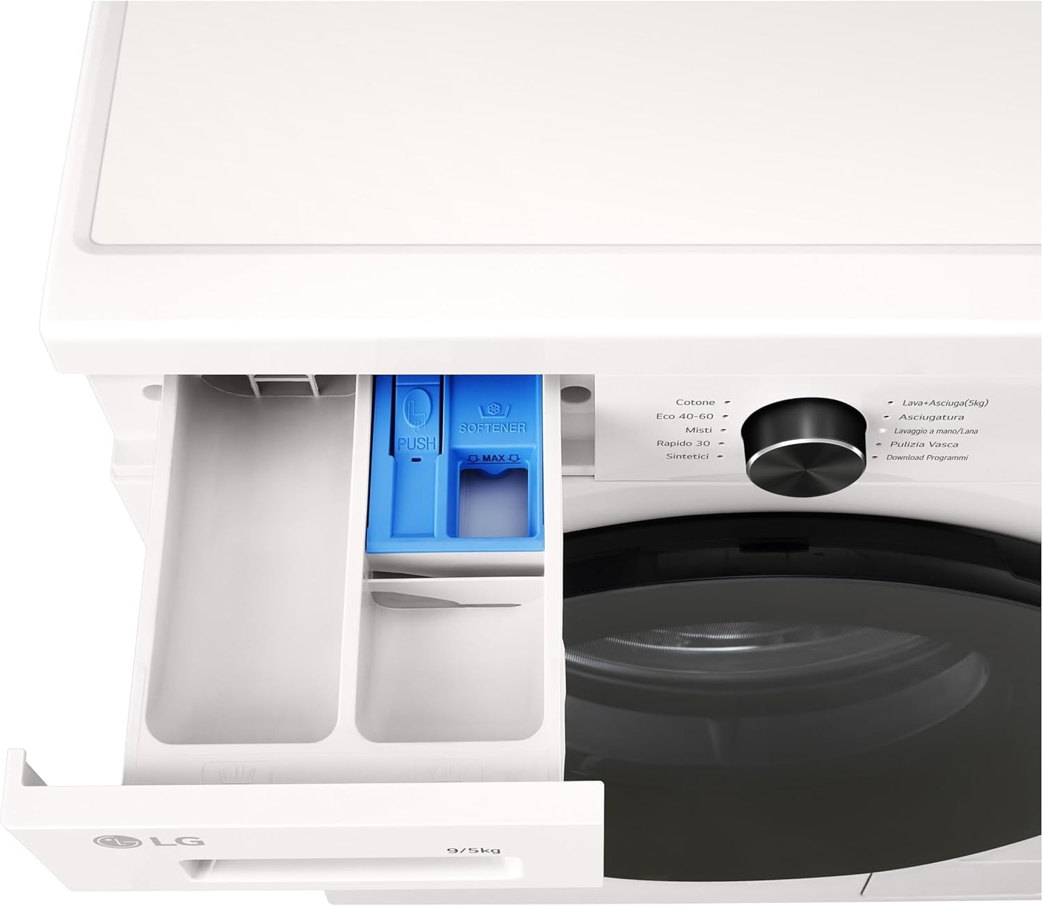 LG W4NX1095NWB Lavasciuga 9/5kg Serie X1, Lavatrice e Asciugatrice Insieme Classe A/E, 1400 Giri, Wi-Fi, Top Rimovibile, Vapore Allergy Care, Tecnologia 6 Motion Direct Drive, Bianca
