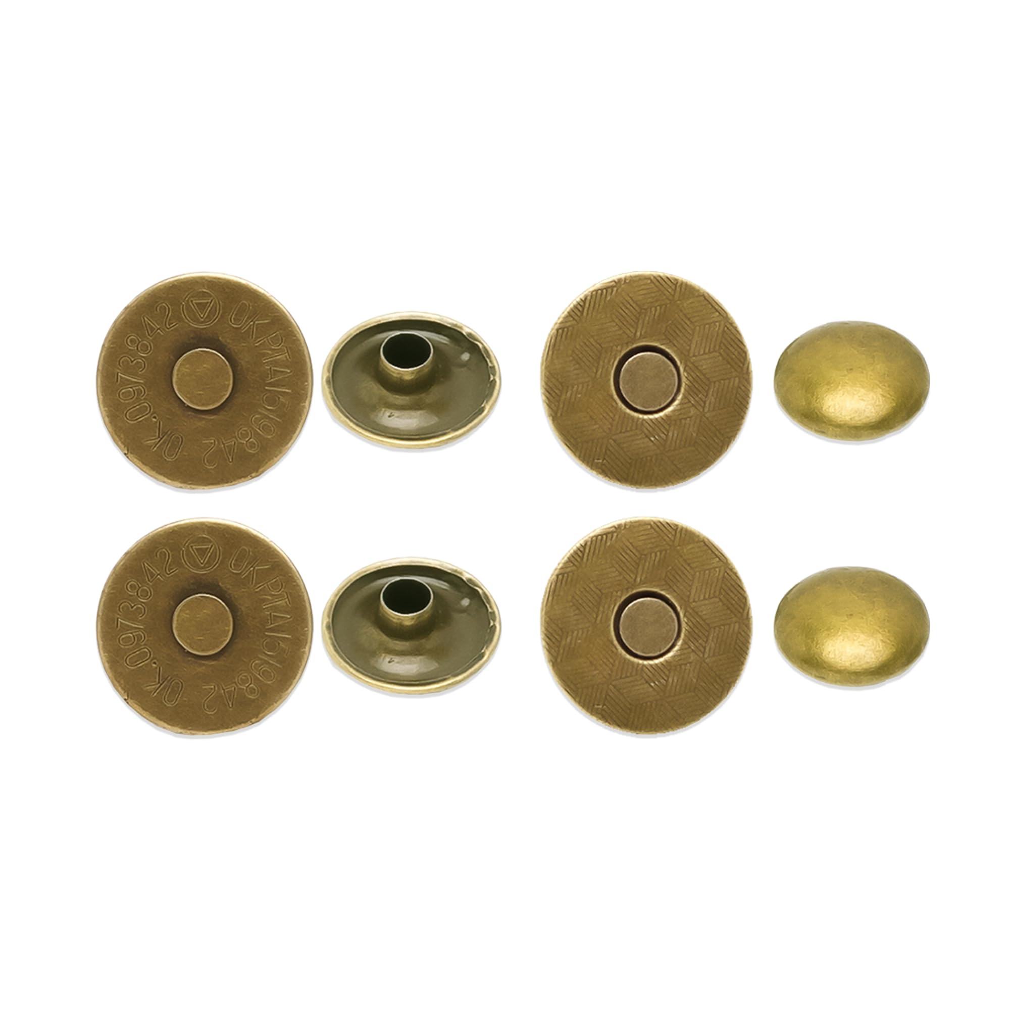 WedDecor 4-Part Laser Cut 14mm Double Rivet Bronze Magnetic Clasps Anti-Rust Snap Closure Buttons for Leather Craft, Bags, Purses, Coats & DIY Sewing or Accessory Projects, Pack of 2