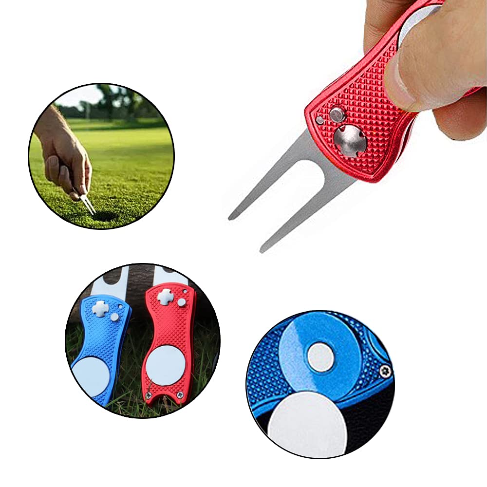 Forcelle da Golf 2 Pezzi Marcatori a Sfera Strumento di Riparazione Divot