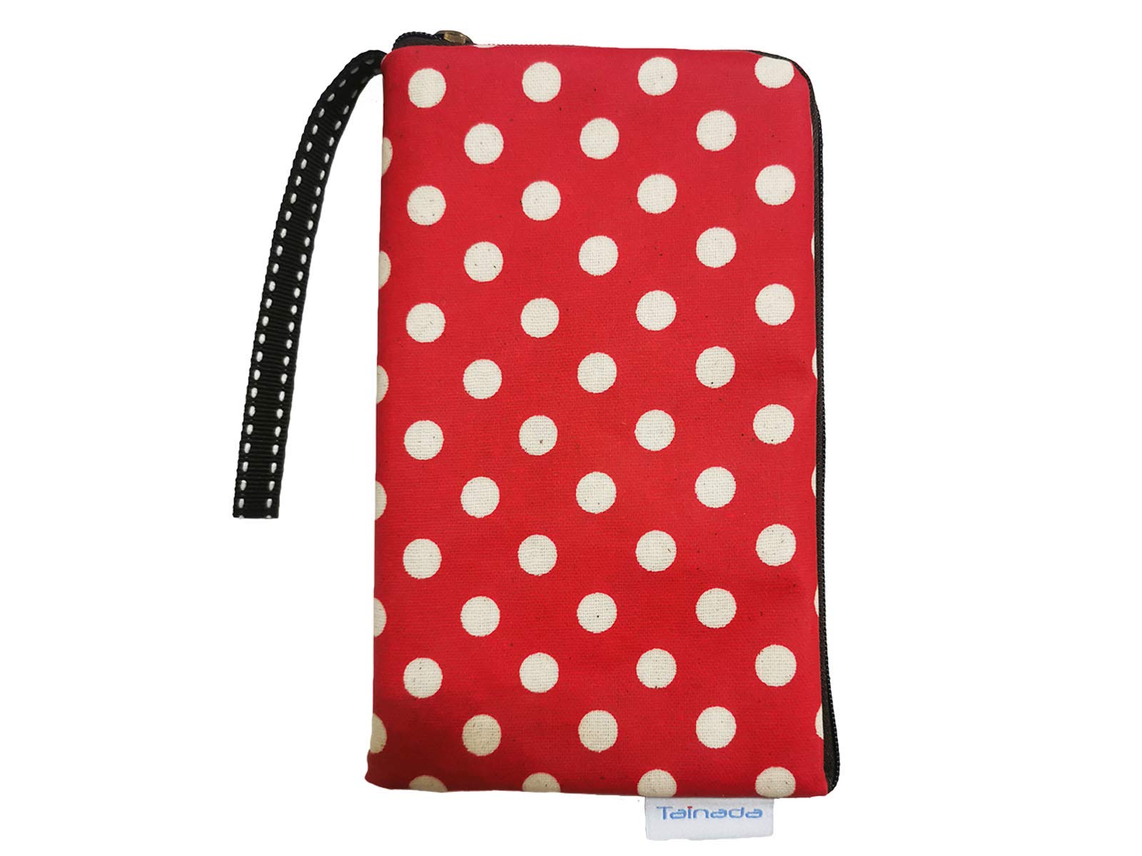 Taianda Women Phone Wristlet Wallet Pouch (Red White Polka Dots)