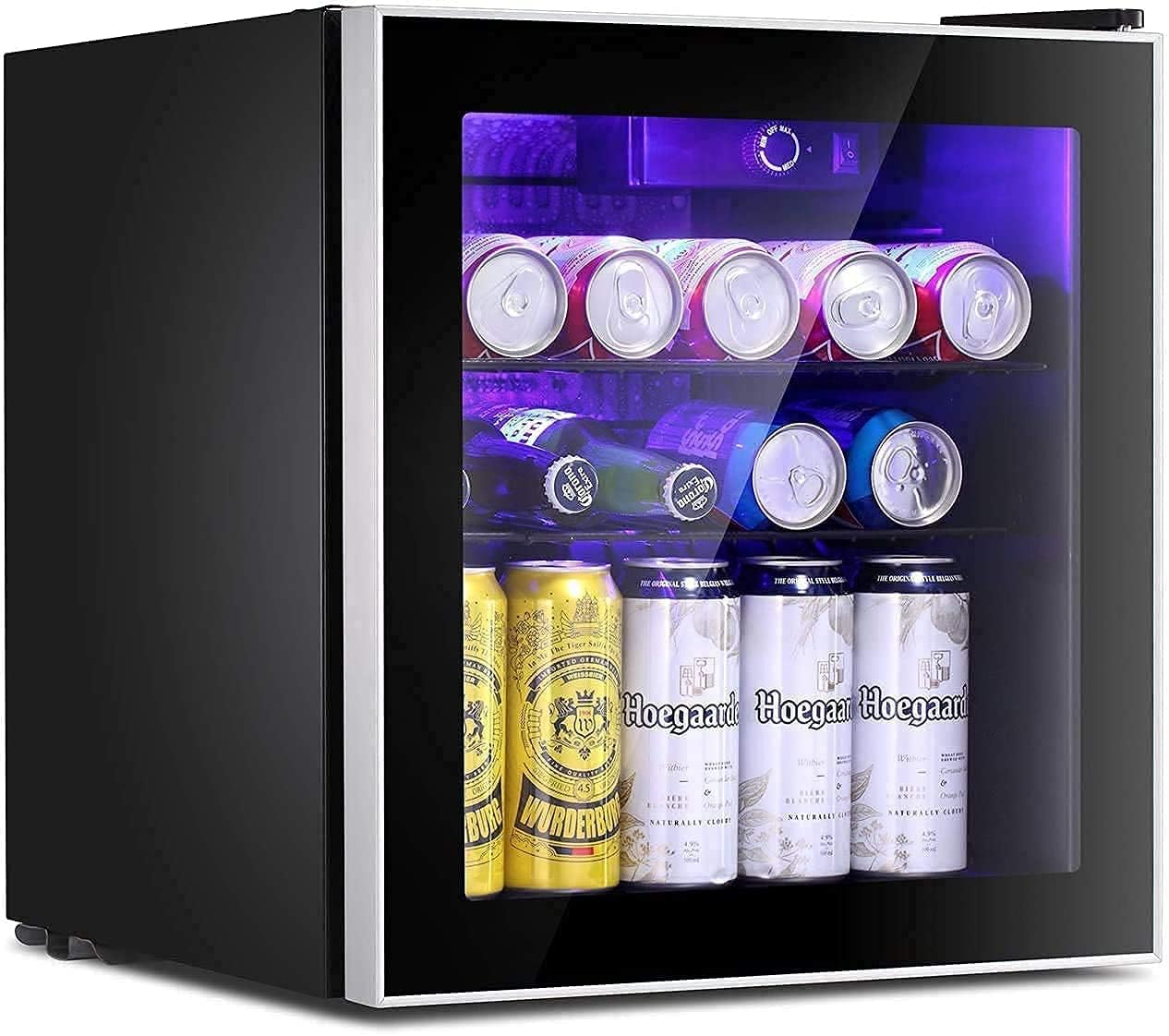 ADVWIN Bar Fridge Portable Fridges Glass Door Mini Beverage