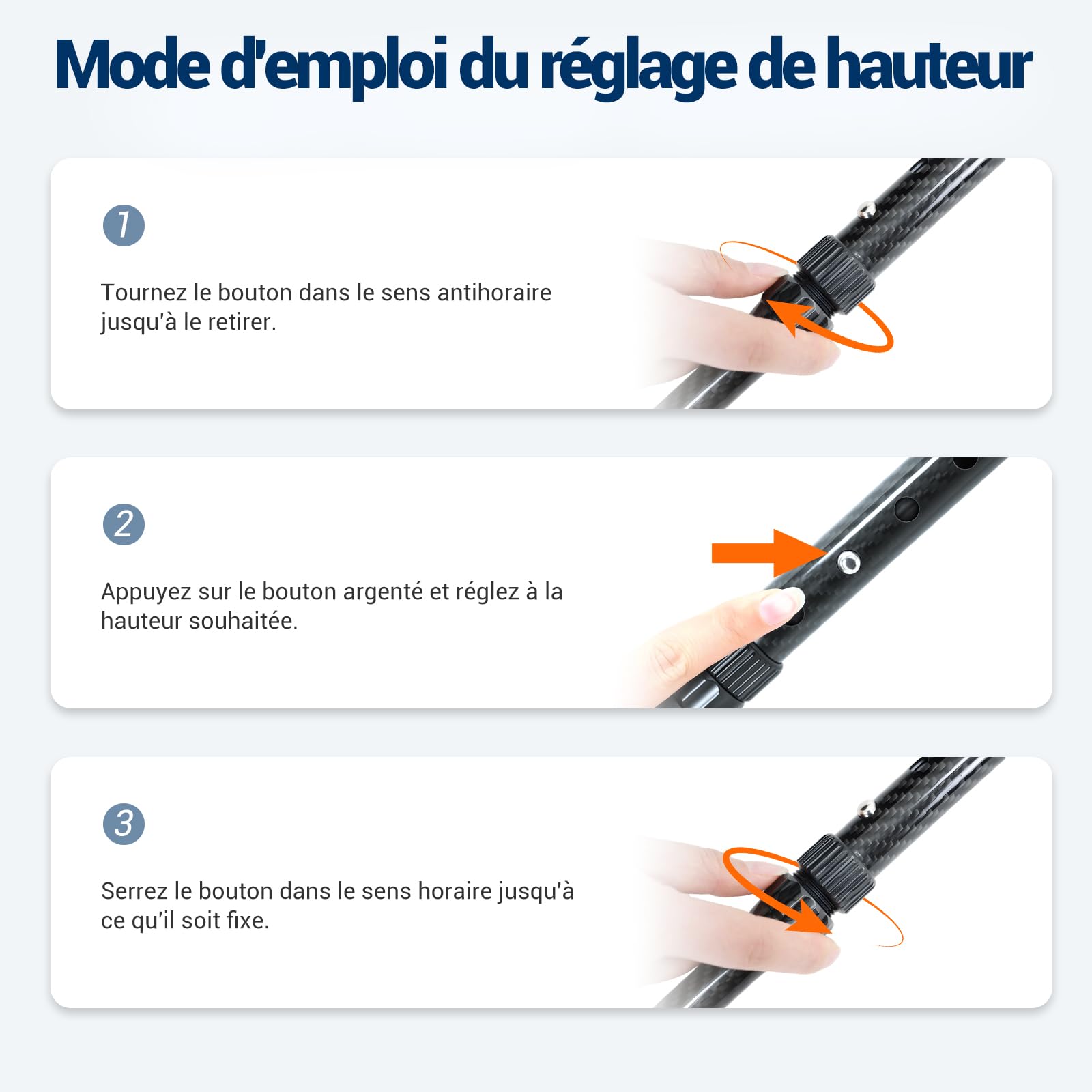 Care-Parents Canne de Marche en Carbone, Ultra légère (250 g) et Télescopique(79-102cm), et Portable, avec Embout en Caoutchouc Antidérapant, pour Homme et Femme, Elégante et Moderne