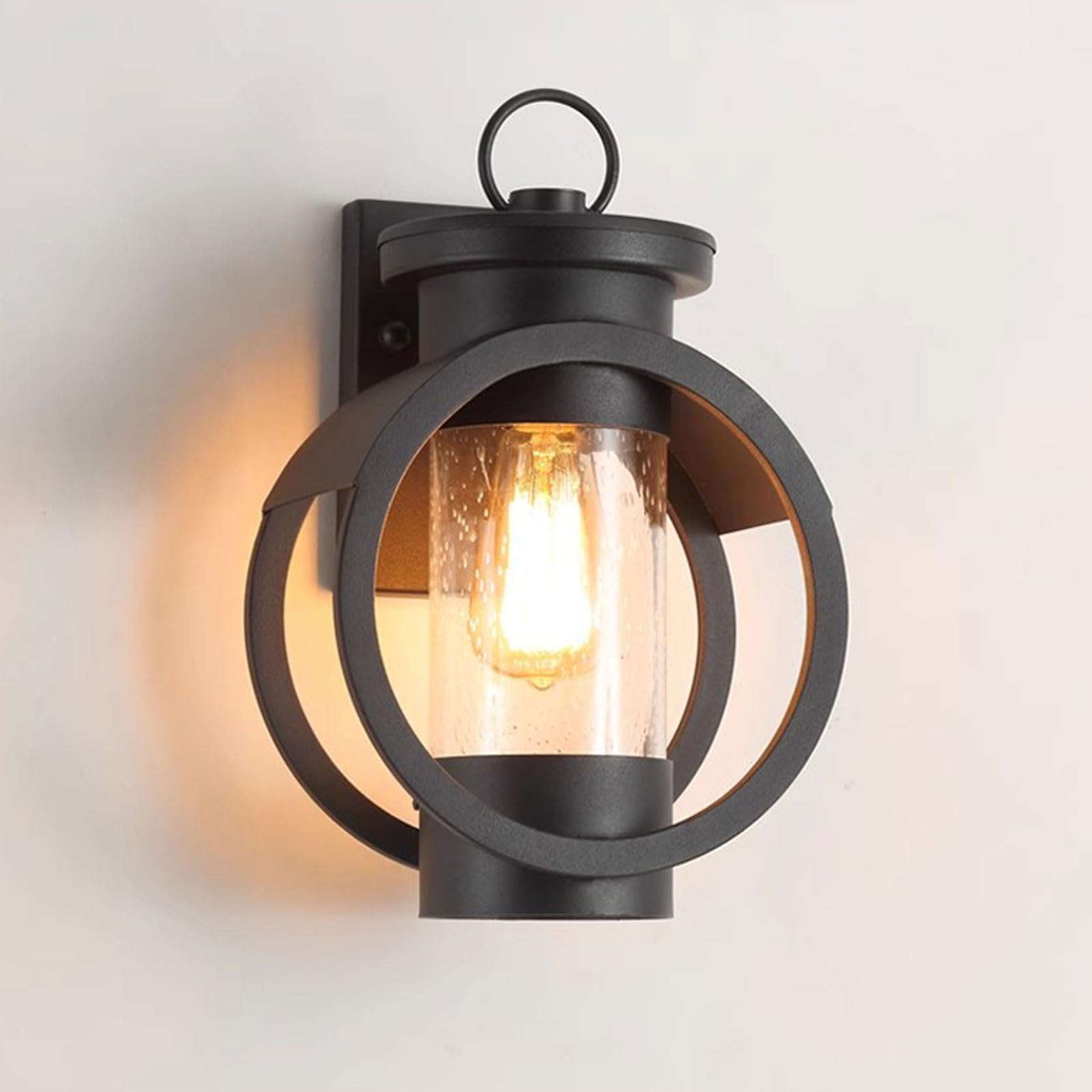 AWEITG American Square Wall Lamp - Waterproof & Dustproof Outdoor Sconce High Transparency Glass Shade, Anti-Rust Iron Body, E27/E26 Compatible(Dark-Pair of Light Fixture)