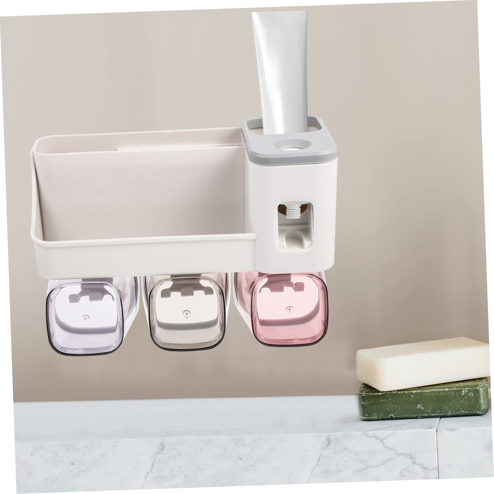 Soporte de Pared para Cepillos de Dientes y Portavasos