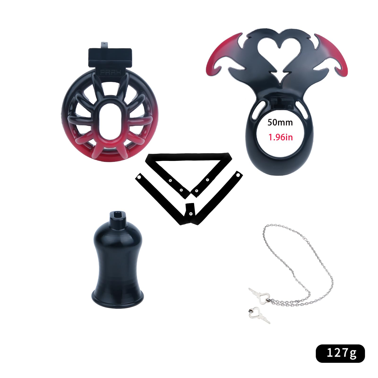 Cages de Chasteté pour Pénis Sissy Sex Toys Homme Chastity Cage Légère avec Cuvette et Ceinture Cage Chastetée Respirante avec Serrure Cachée et 2 Clés pour Bondage le Pénis (Black-L,50mm)