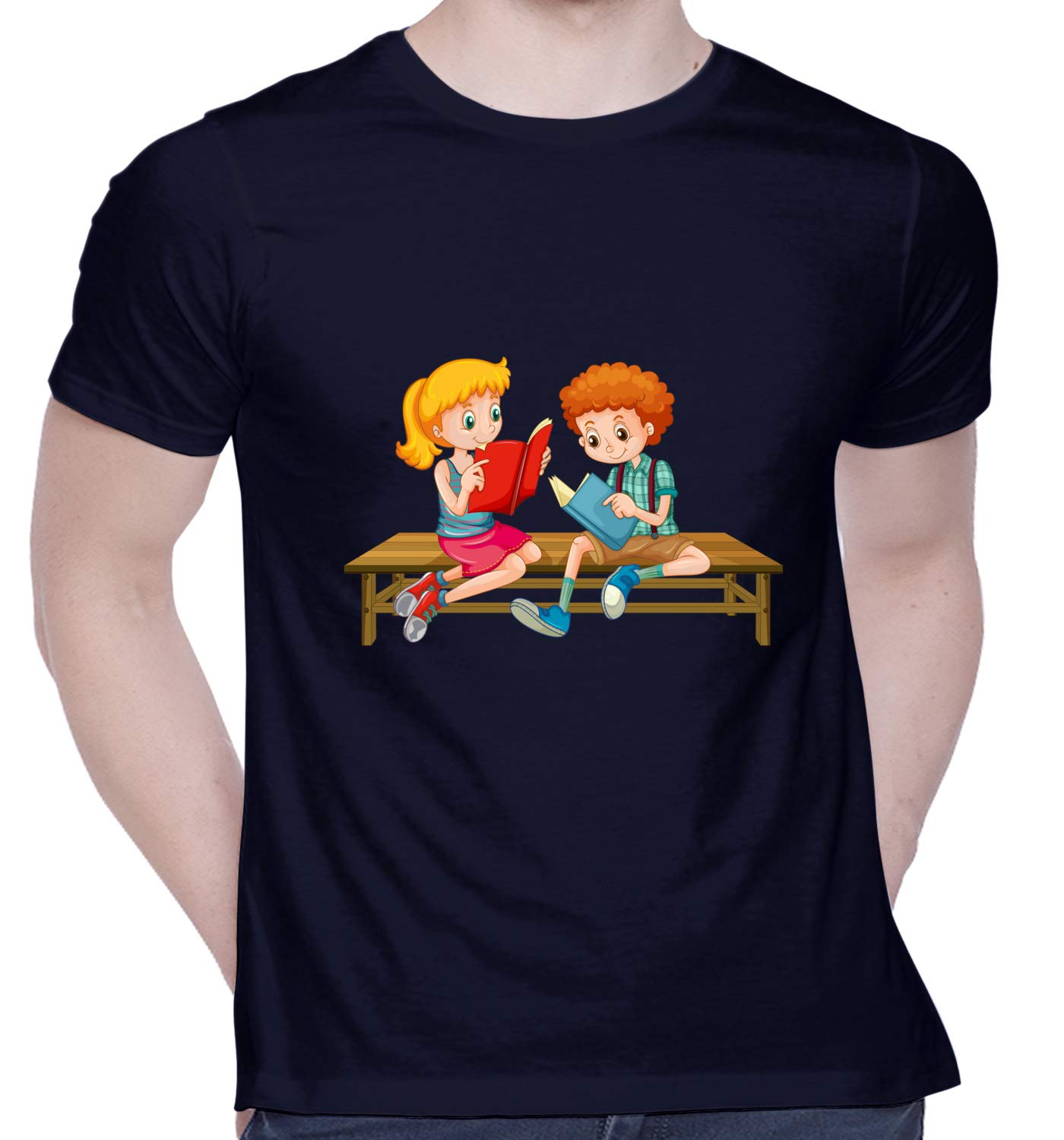 CreativiTGraphic Printed T-Shirt for Unisex boy-Girl-Reading-Book Tshirt | Casual Half Sleeve Round Neck T-Shirt | 100% Cotton | D00176-45