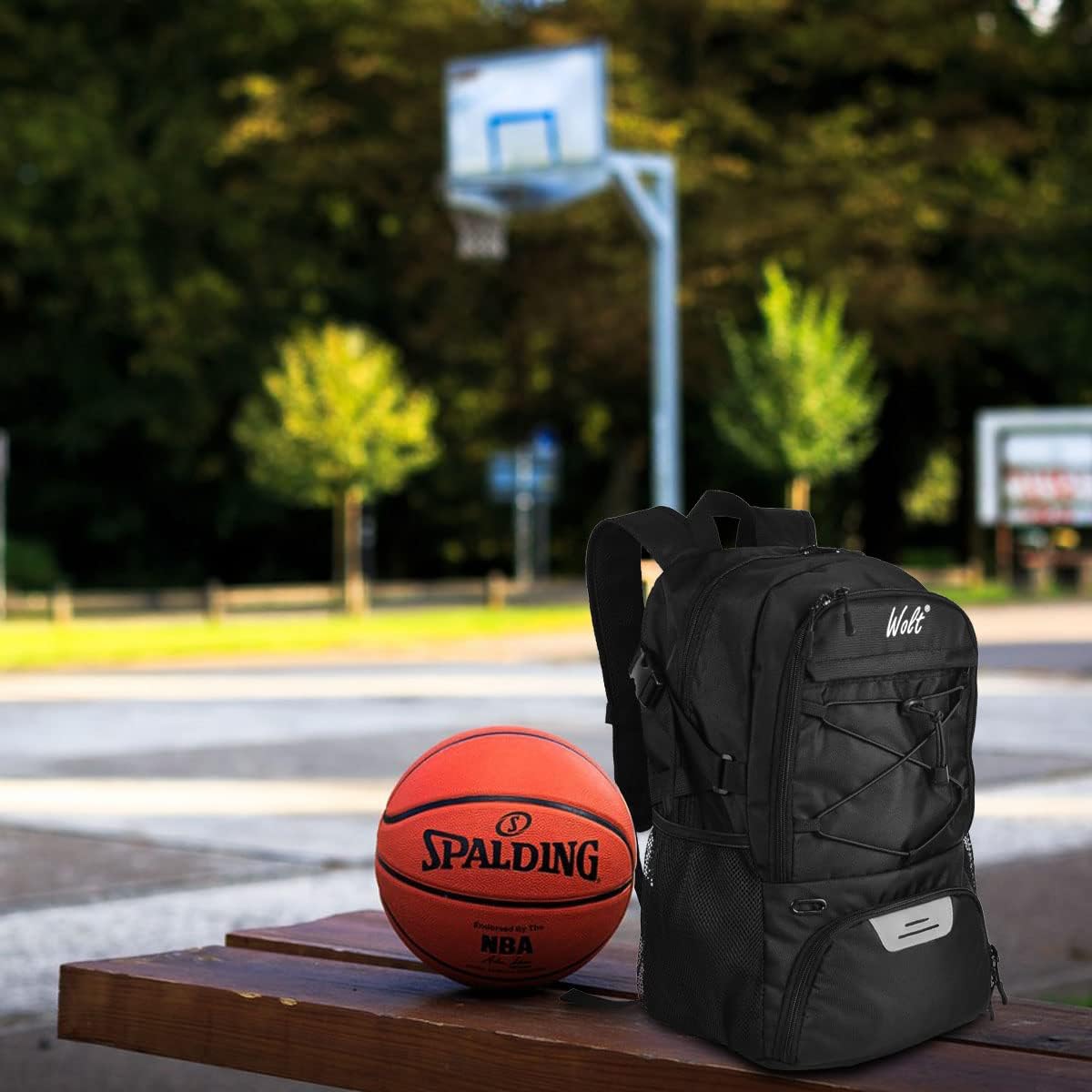 WOLT Bolsa de fútbol con portaequipajes Mochila de Baloncesto con Porta balones Mochila Deportiva con Bolsillo para Botella de Agua