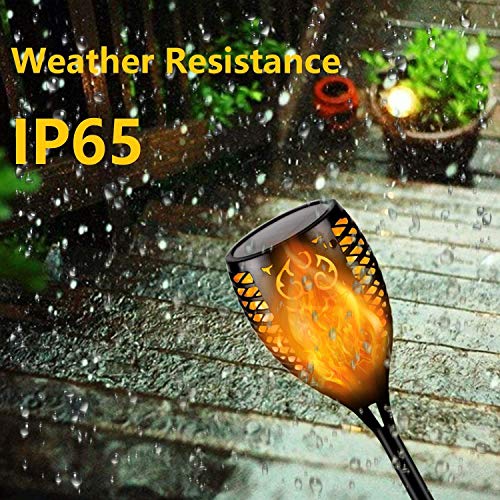 QINOL [Big Size] 4-Pack 33 LED Solar Lights Outdoor, Upgraded Solar Torch Light with Flickering Flame, Waterproof Landscape Decoration Lights for Pathway Garden - Dusk to Dawn Auto On/Off