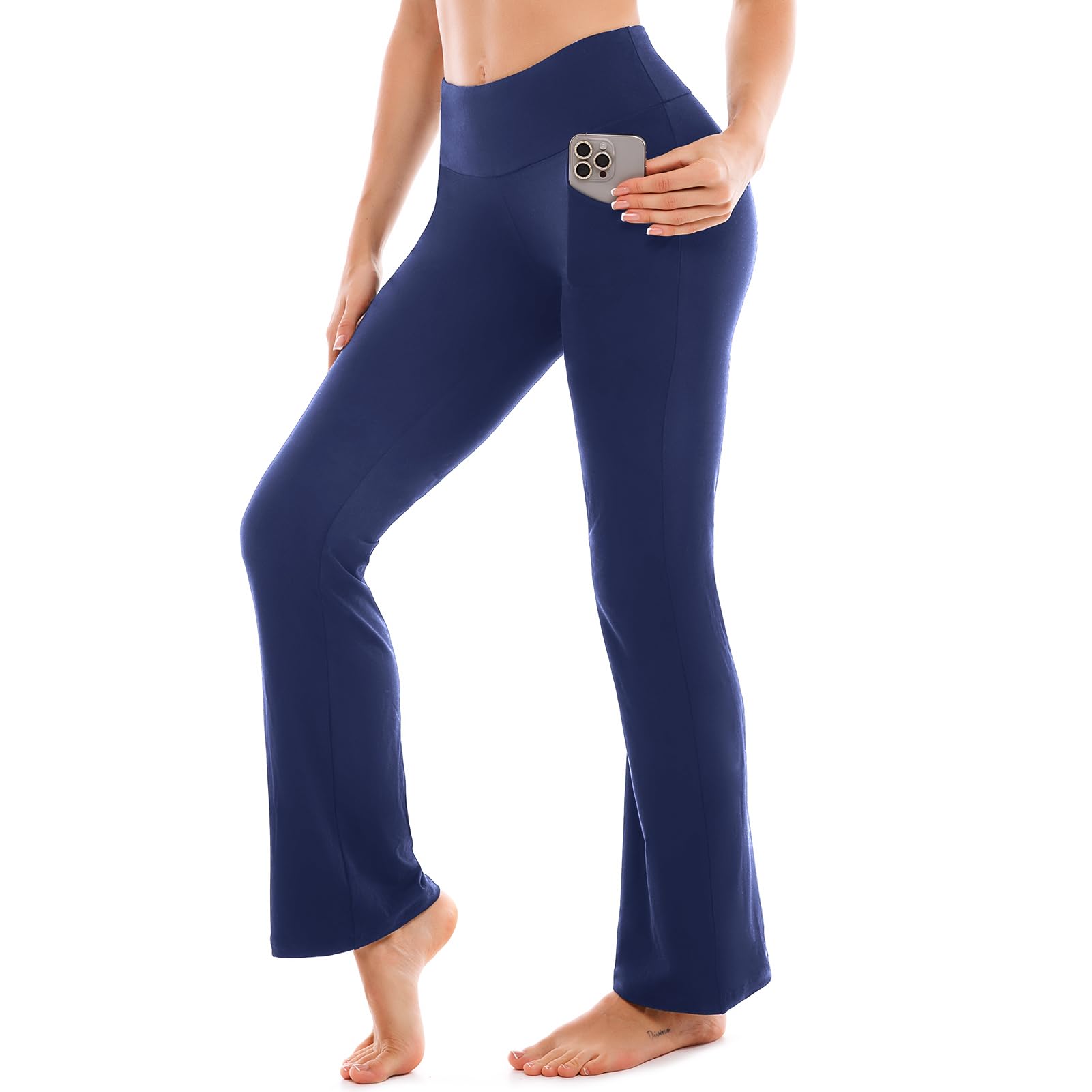 SINOPHANT Yoga Pants for Women Flared Leggings High Waisted Bootcut Trousers Womens Gym Wide Leg Workout Stretchy — view 9